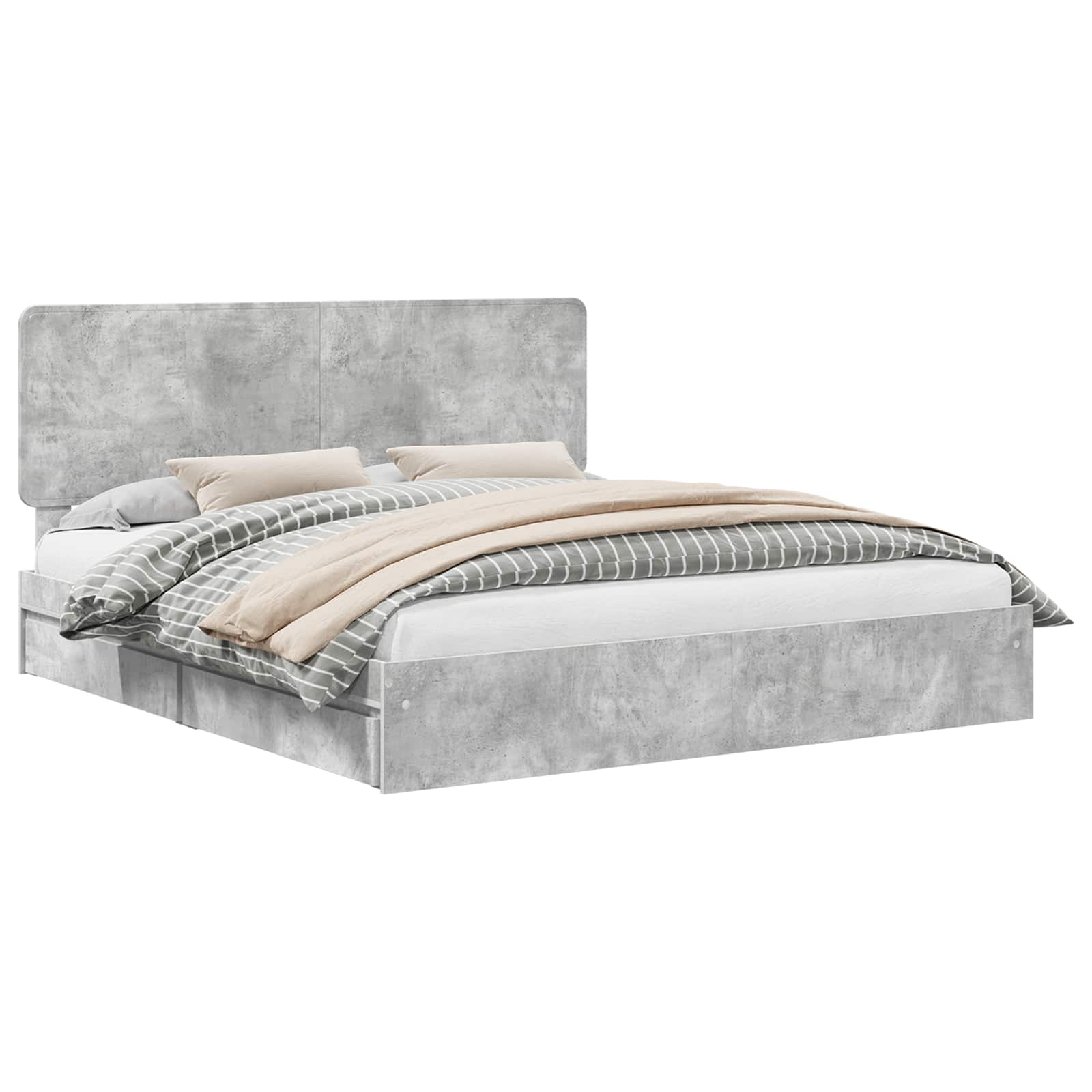 Opslag bed met hoofdeinde Beton Grijs 180 x 200 cm Bewerkt hout – afbeelding 2