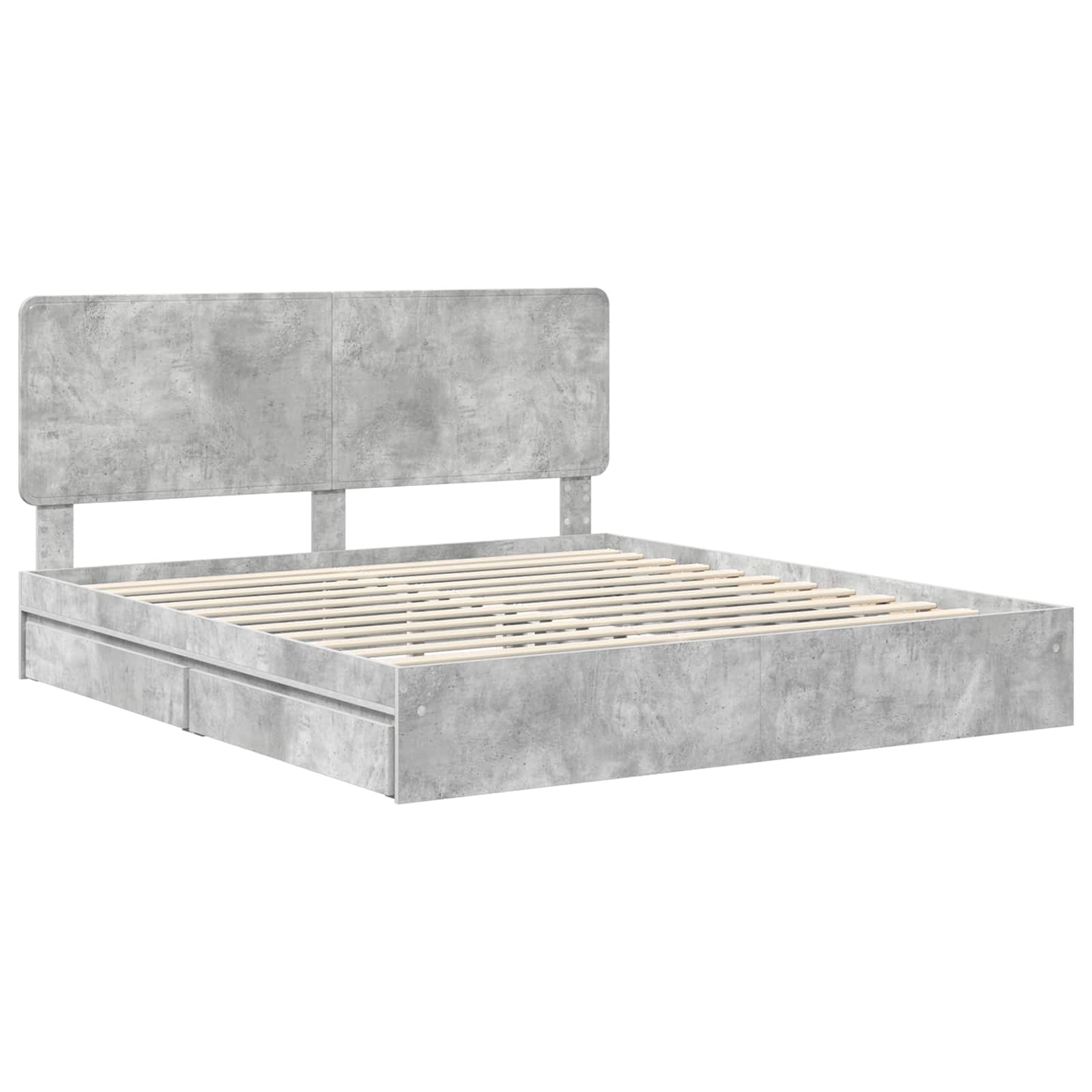 Opslag bed met hoofdeinde Beton Grijs 180 x 200 cm Bewerkt hout – afbeelding 4