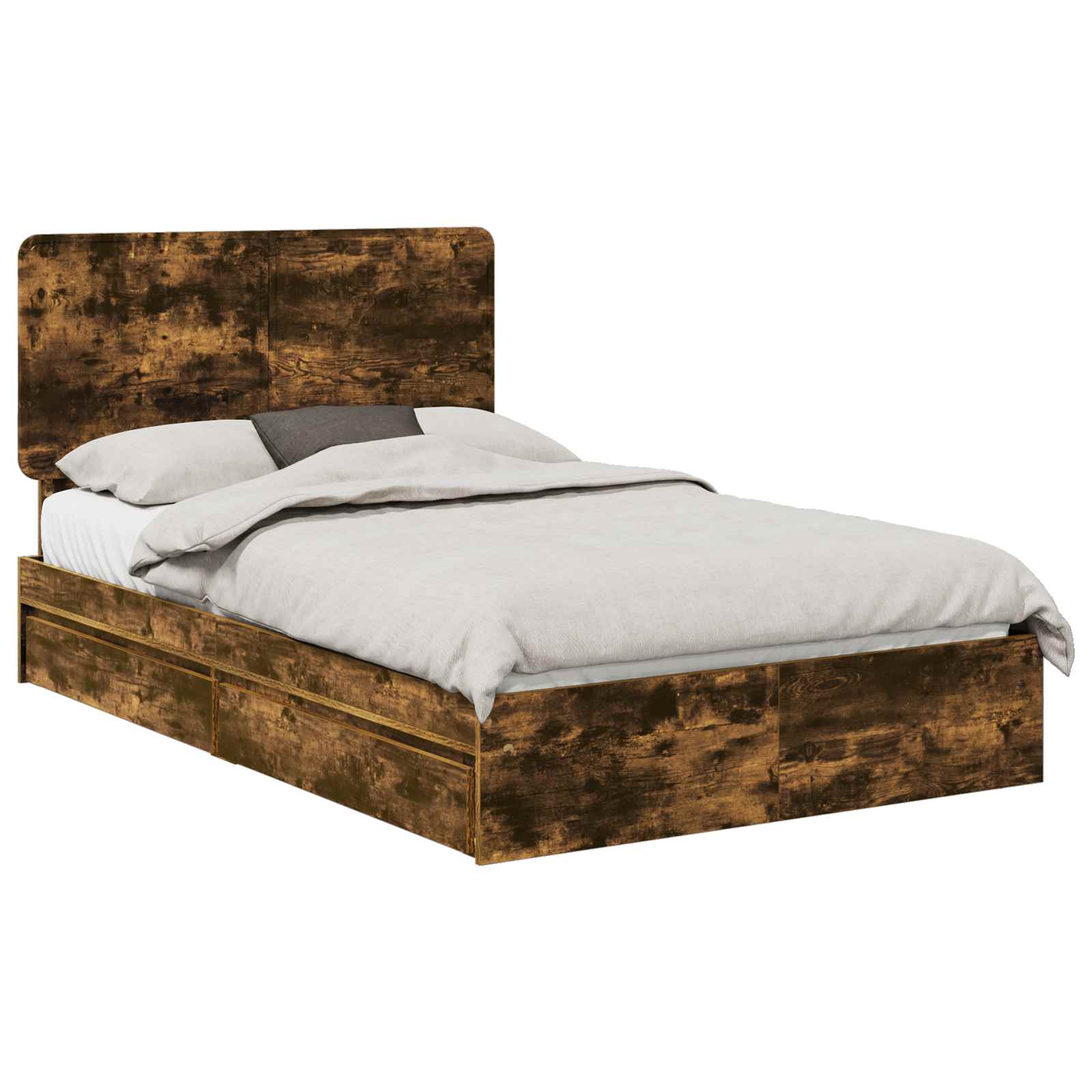 Opslag bed met lade Gerookt eiken 120 x 200 cm Bewerkt hout – afbeelding 2