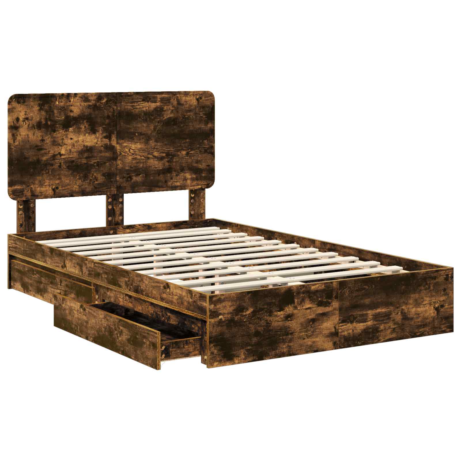 Opslag bed met lade Gerookt eiken 120 x 200 cm Bewerkt hout – afbeelding 5