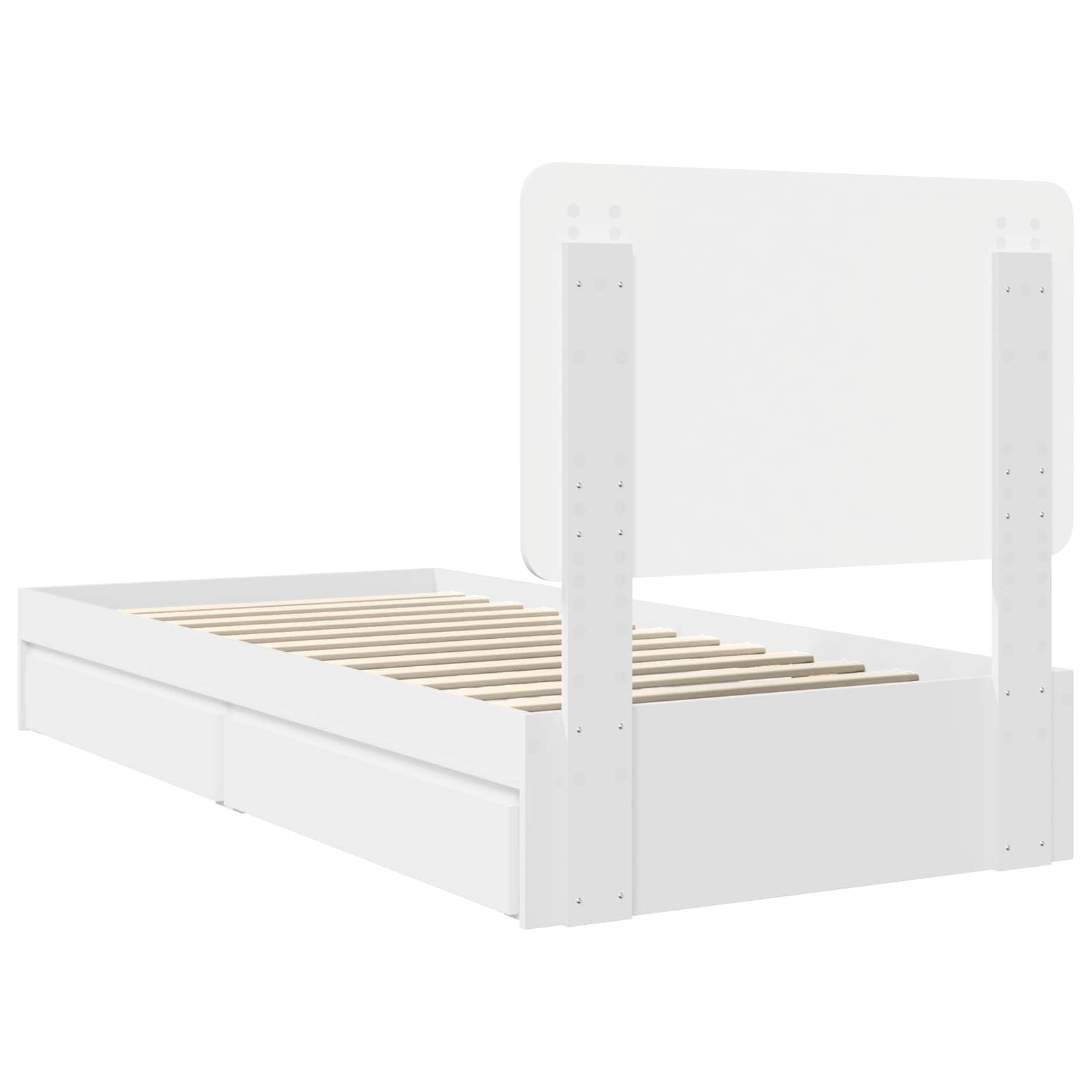 Opslag bed met hoofdeinde met lade Wit 90 x 190 cm Bewerkt hout – afbeelding 10