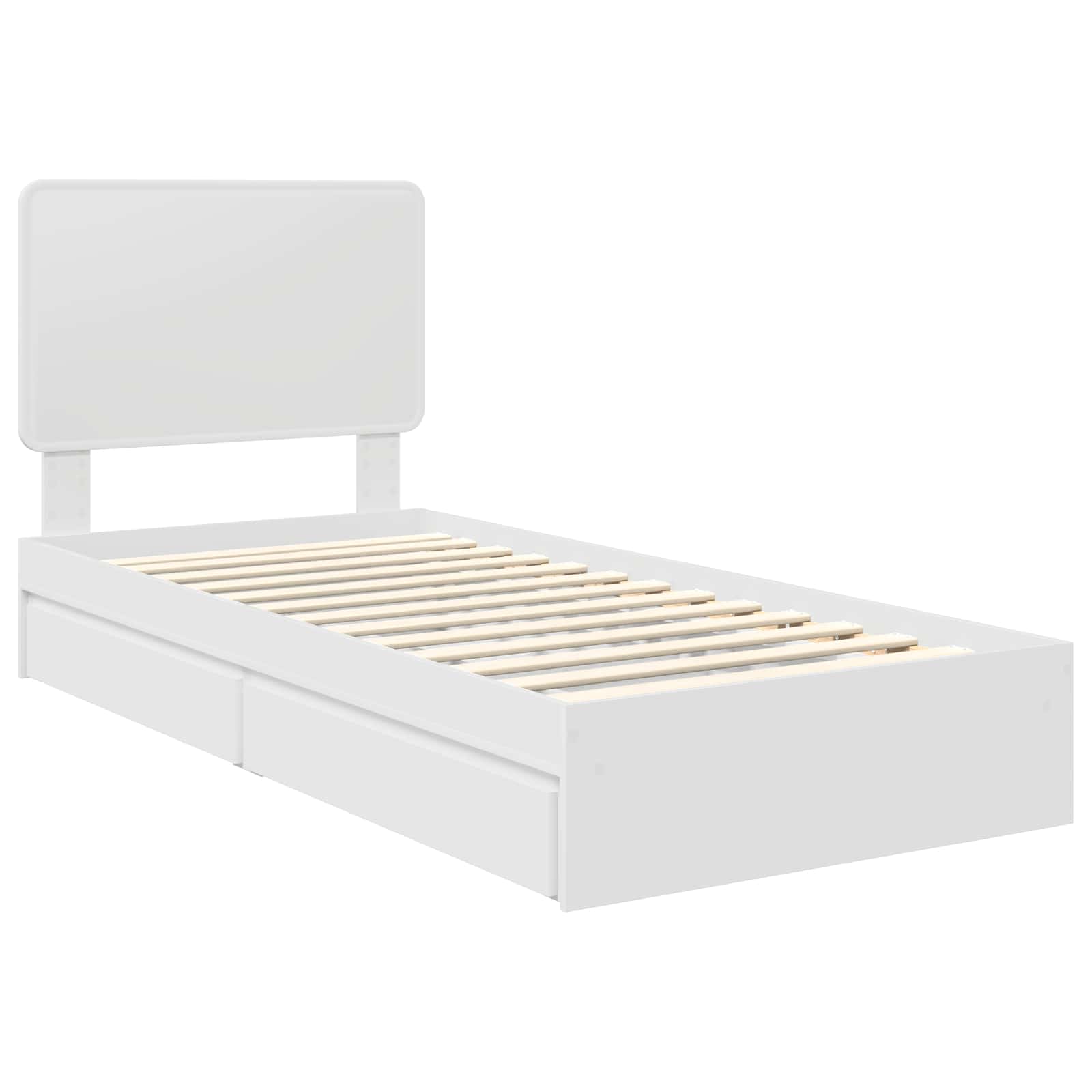Opslag bed met hoofdeinde met lade Wit 90 x 190 cm Bewerkt hout – afbeelding 4