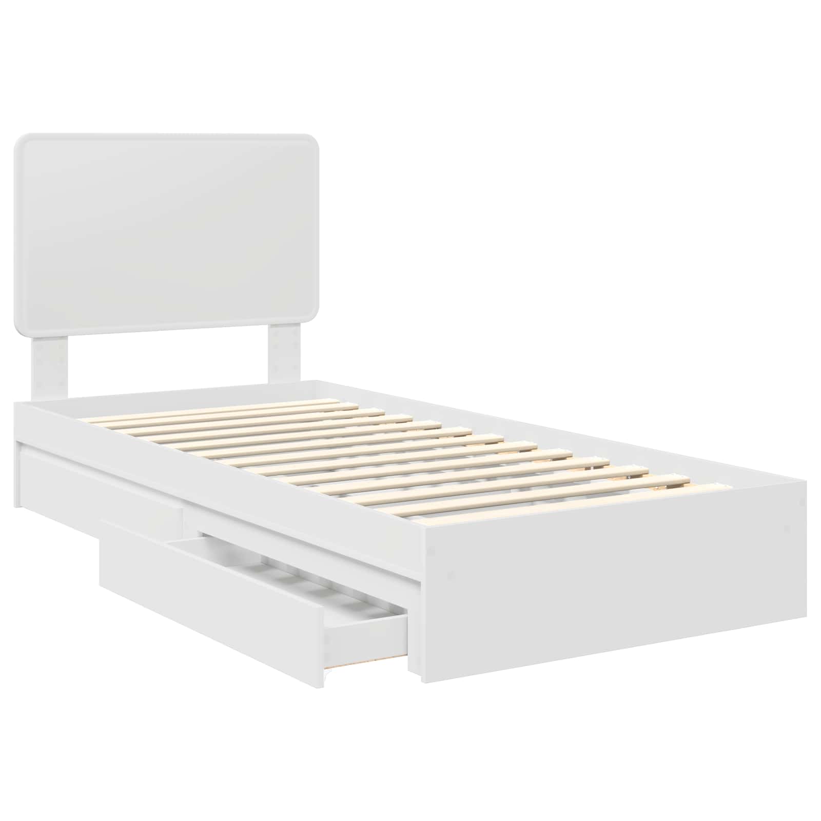 Opslag bed met hoofdeinde met lade Wit 90 x 190 cm Bewerkt hout – afbeelding 5