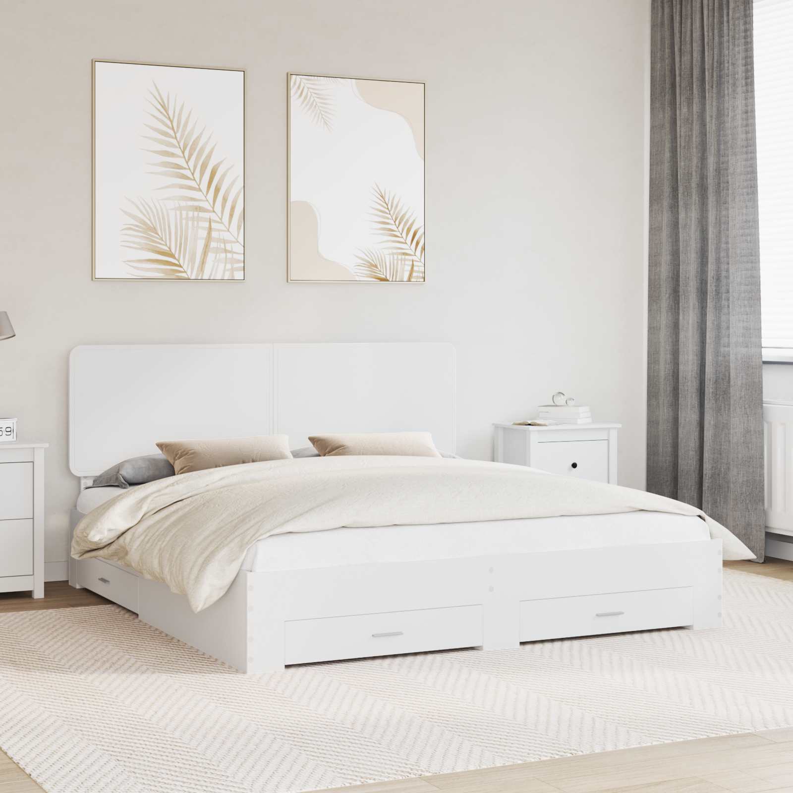 Bedframe met hoofdeinde met lade Wit 180 x 200 cm Bewerkt hout