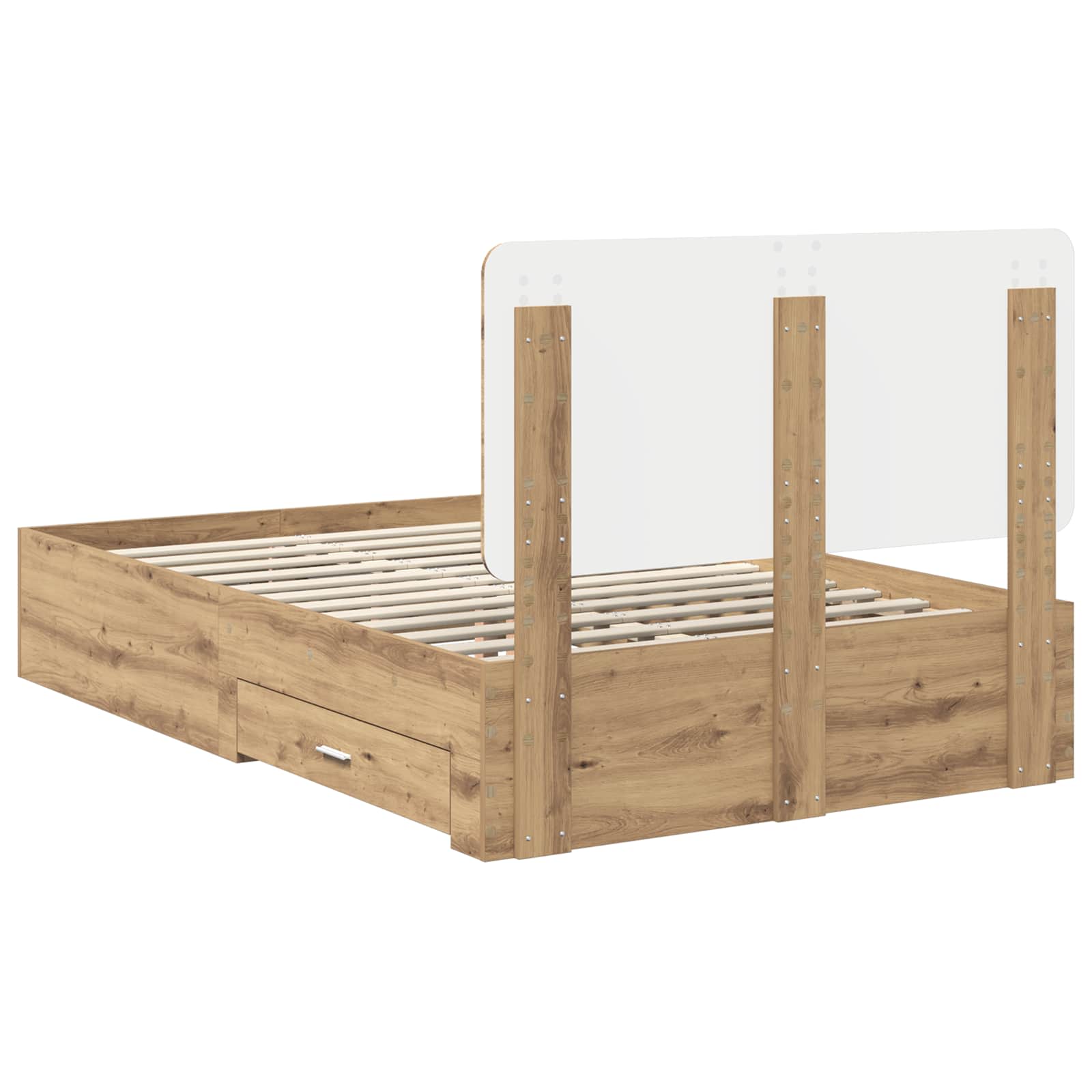 Bedframe met hoofdeinde Artisan Eiken 120 x 200 cm Bewerkt hout – afbeelding 10
