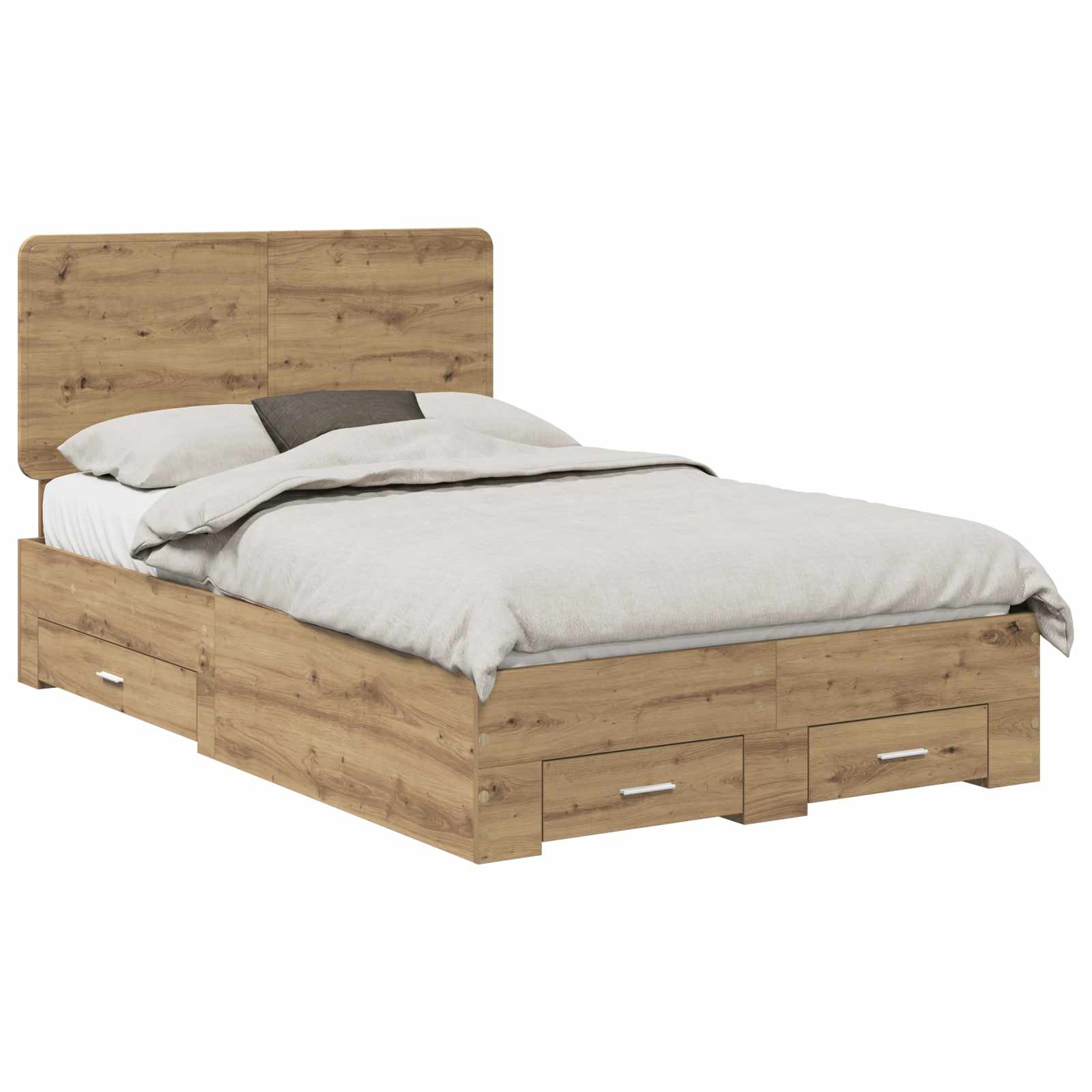 Bedframe met hoofdeinde Artisan Eiken 120 x 200 cm Bewerkt hout – afbeelding 2
