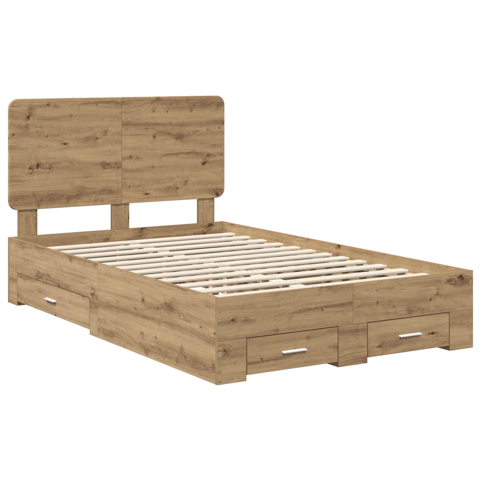 Bedframe met hoofdeinde Artisan Eiken 120 x 200 cm Bewerkt hout – afbeelding 4