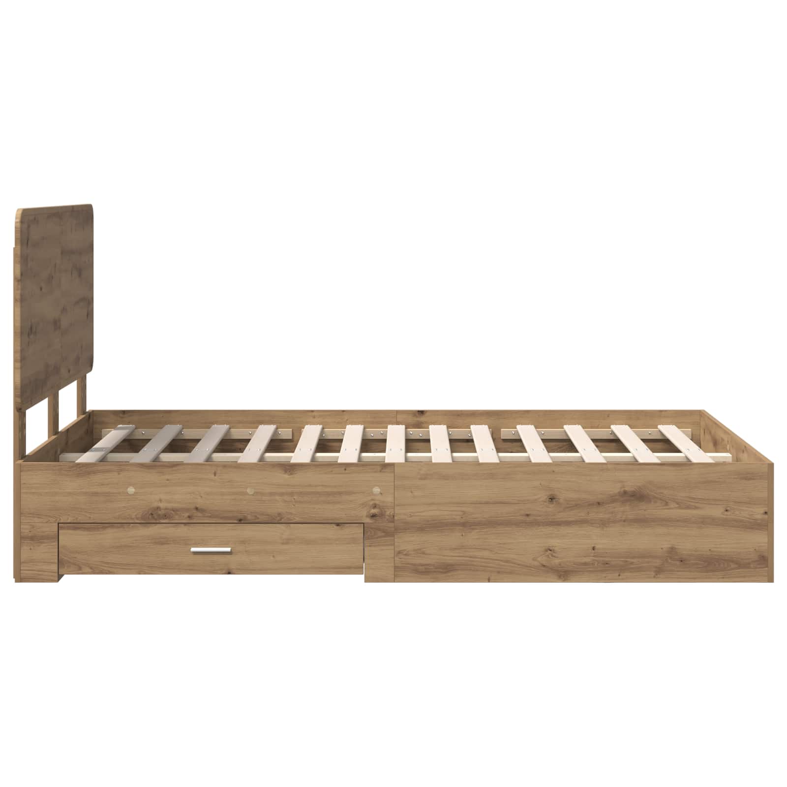 Bedframe met hoofdeinde Artisan Eiken 120 x 200 cm Bewerkt hout – afbeelding 9
