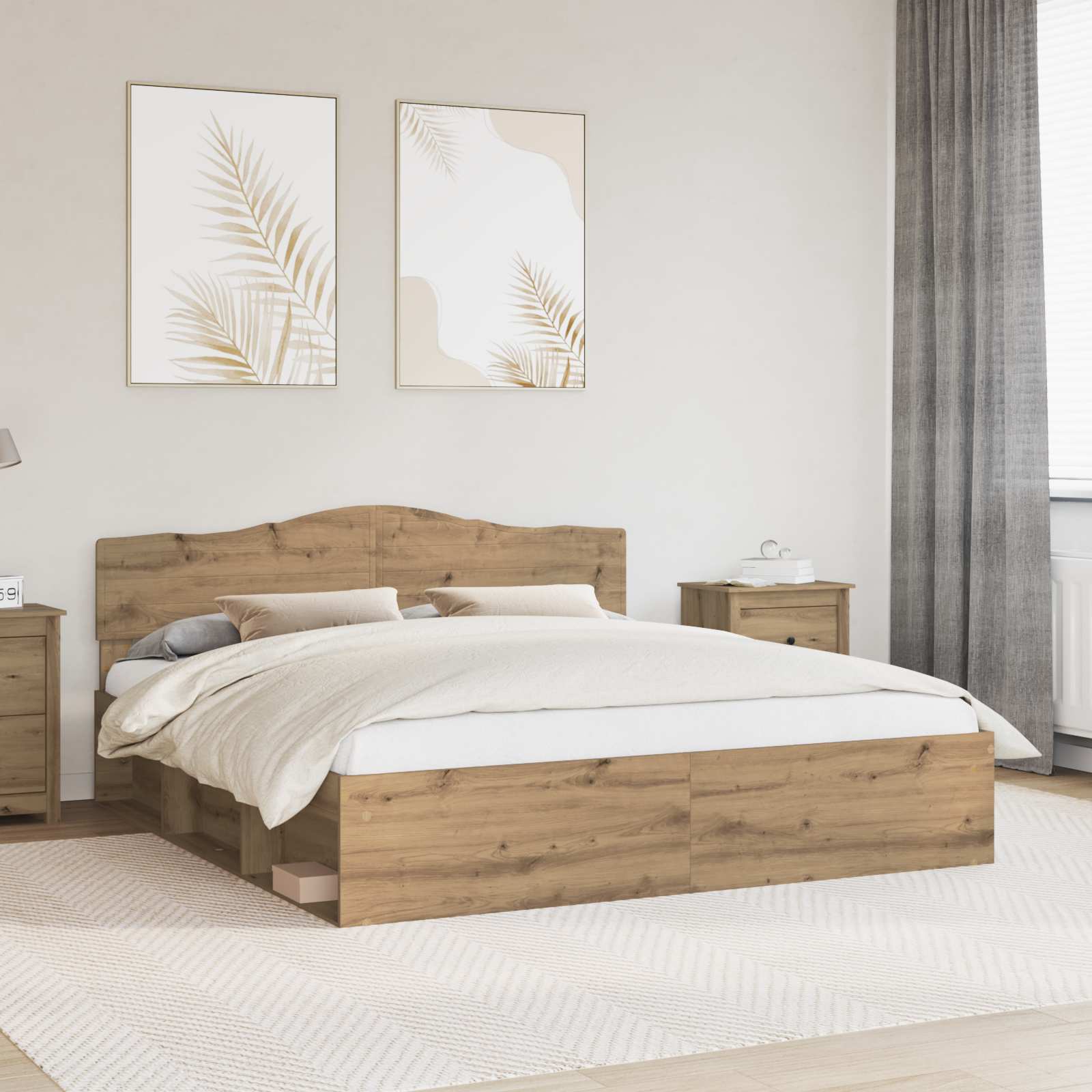 Bedframe Ambachtelijk eiken 180 x 200 cm Massief grenenhout