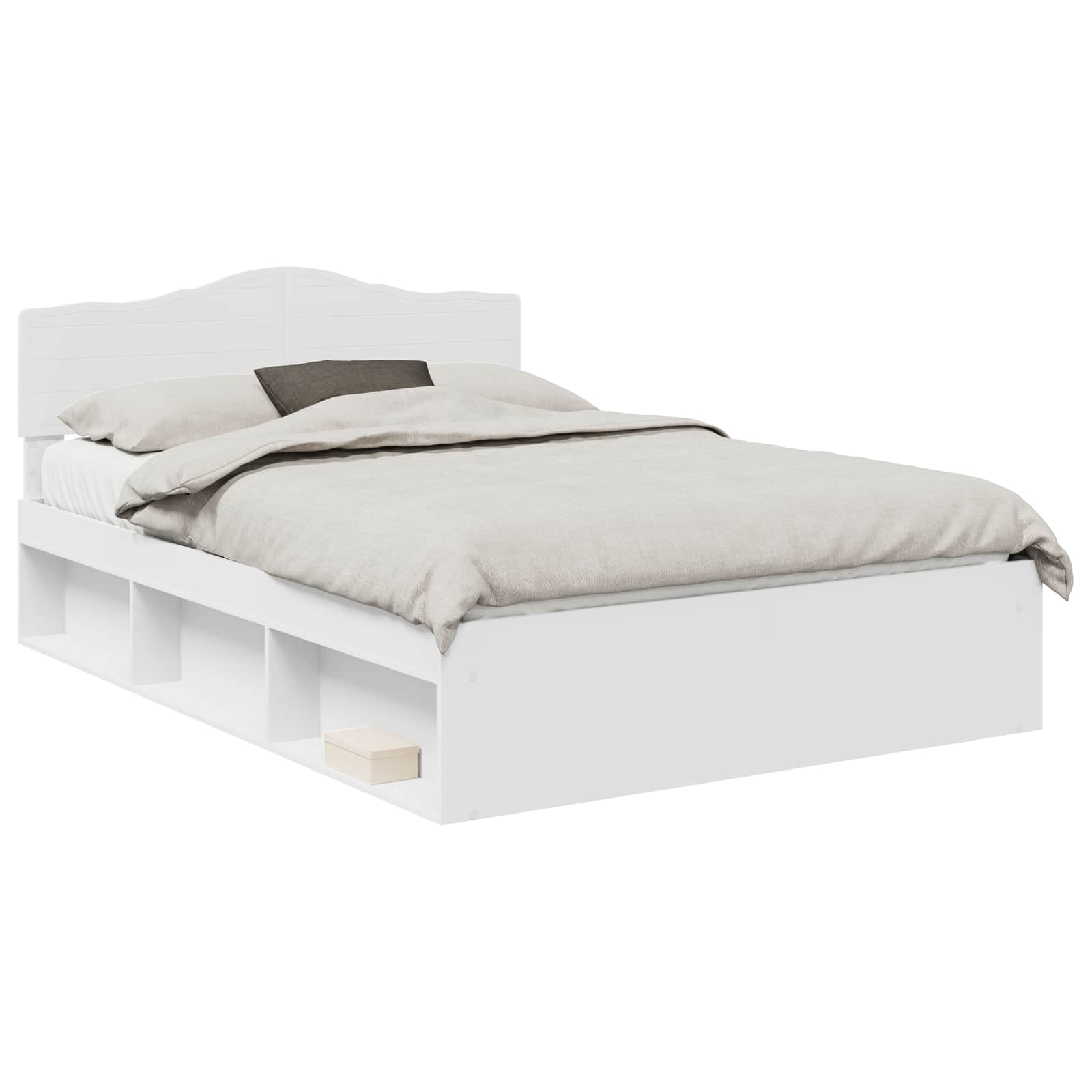 Bedframe met hoofdeinde Wit 150 x 200 cm Massief grenenhout – afbeelding 2