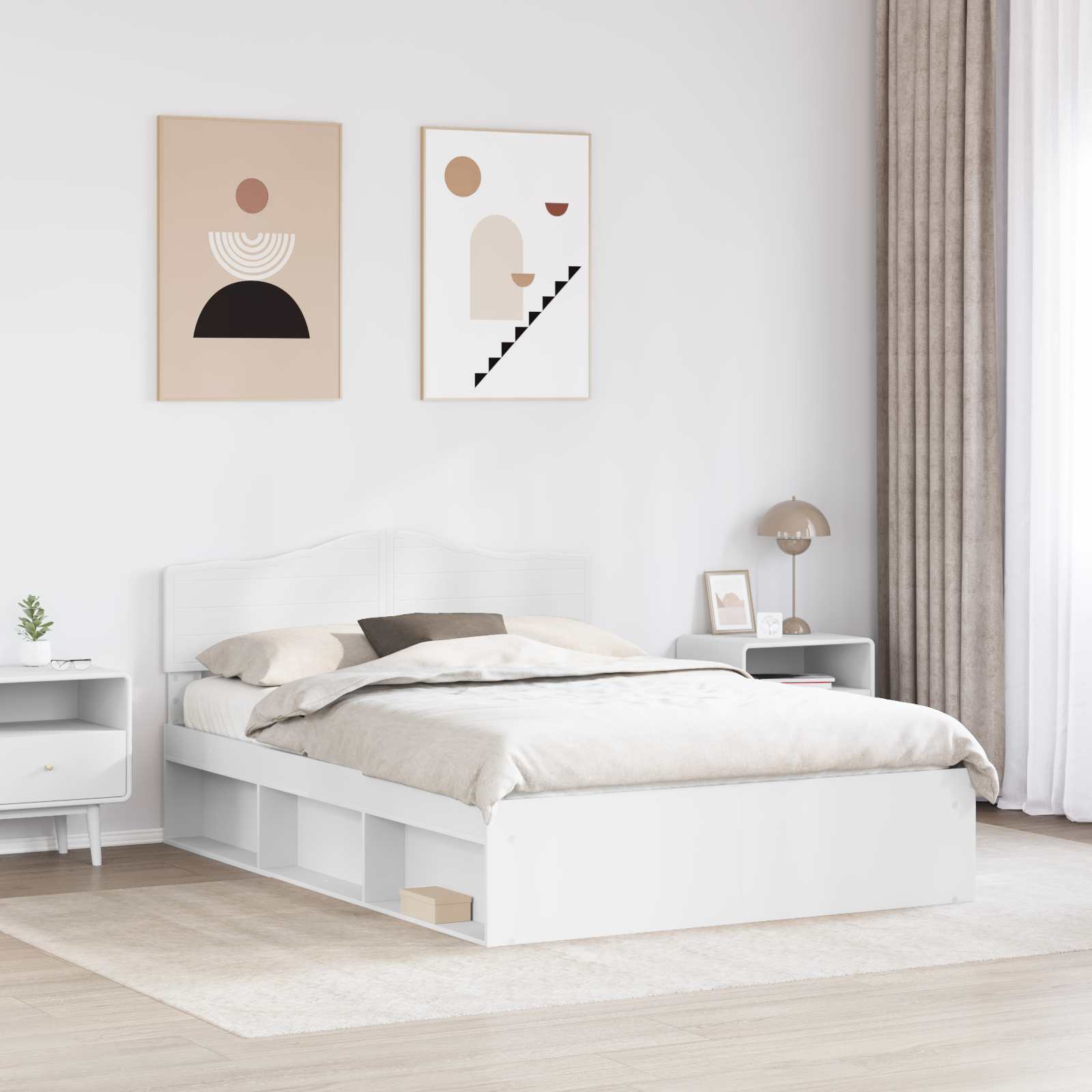 Bedframe met hoofdeinde Wit 150 x 200 cm Massief grenenhout – afbeelding 3
