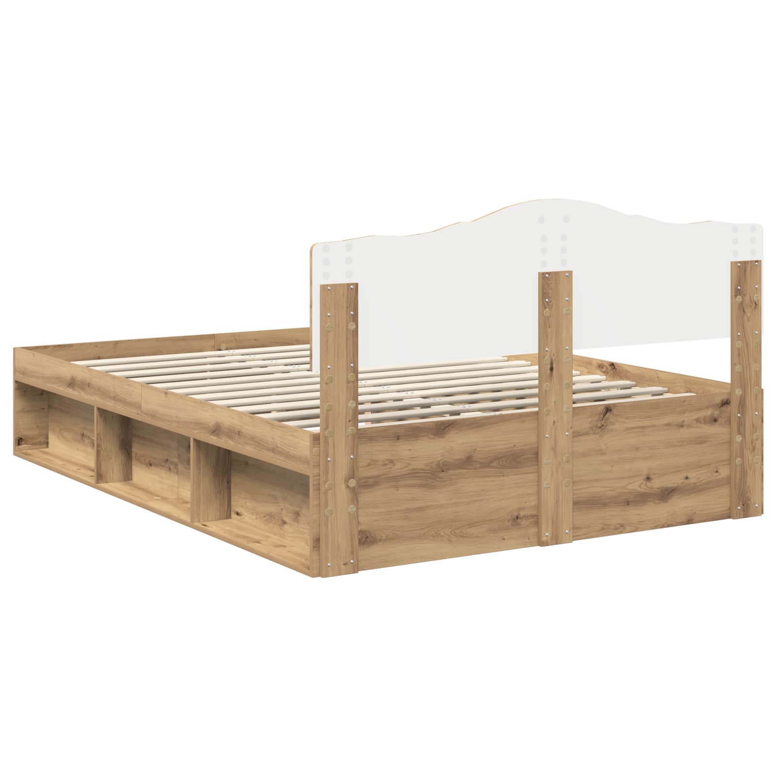 Bedframe Ambachtelijk eiken 140 x 200 cm Massief grenenhout – afbeelding 9