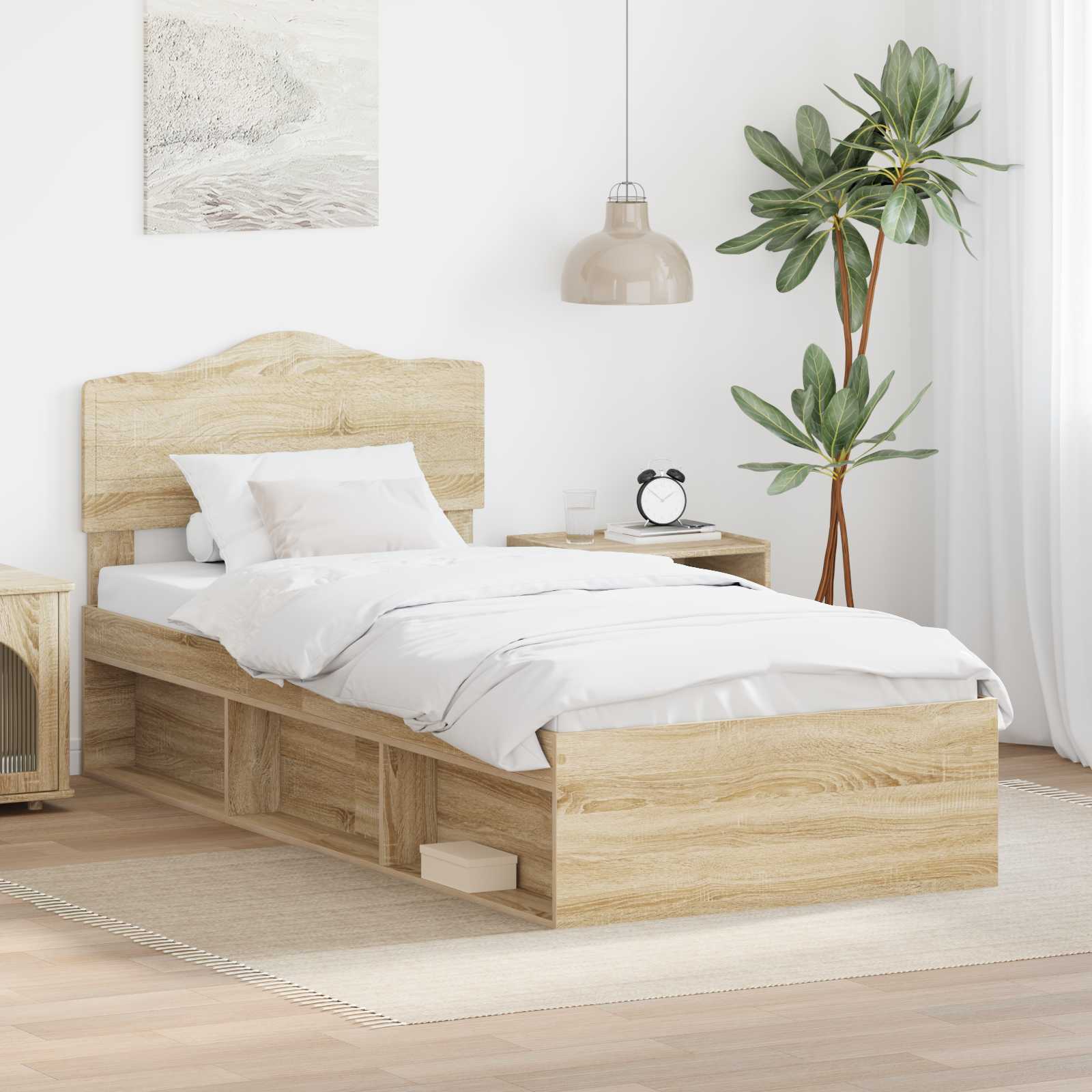 Bedframe met hoofdeinde Sonoma 90 x 190 cm Massief grenenhout