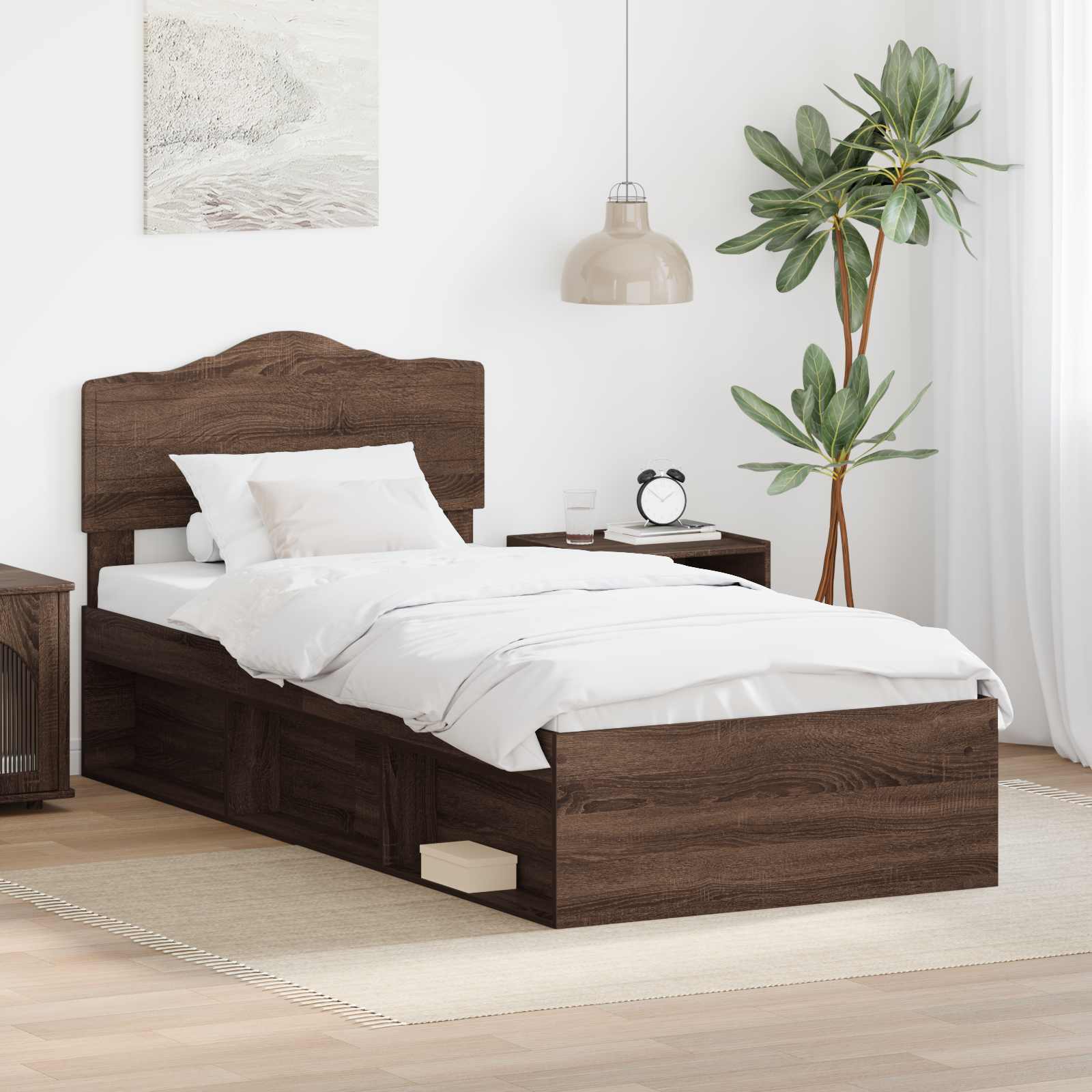 Bedframe Bruin Eiken 90 x 190 cm Massief grenenhout