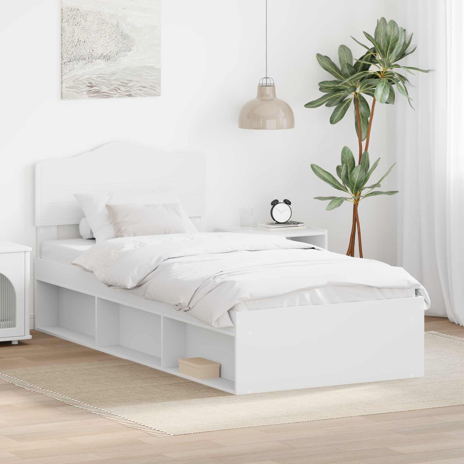 Bedframe met hoofdeinde Wit 75 x 190 cm Massief grenenhout