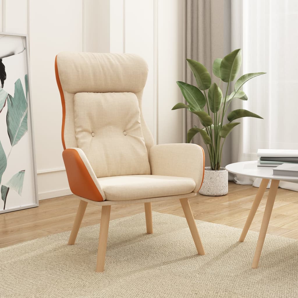Relaxstoel stof en PVC crèmekleurig