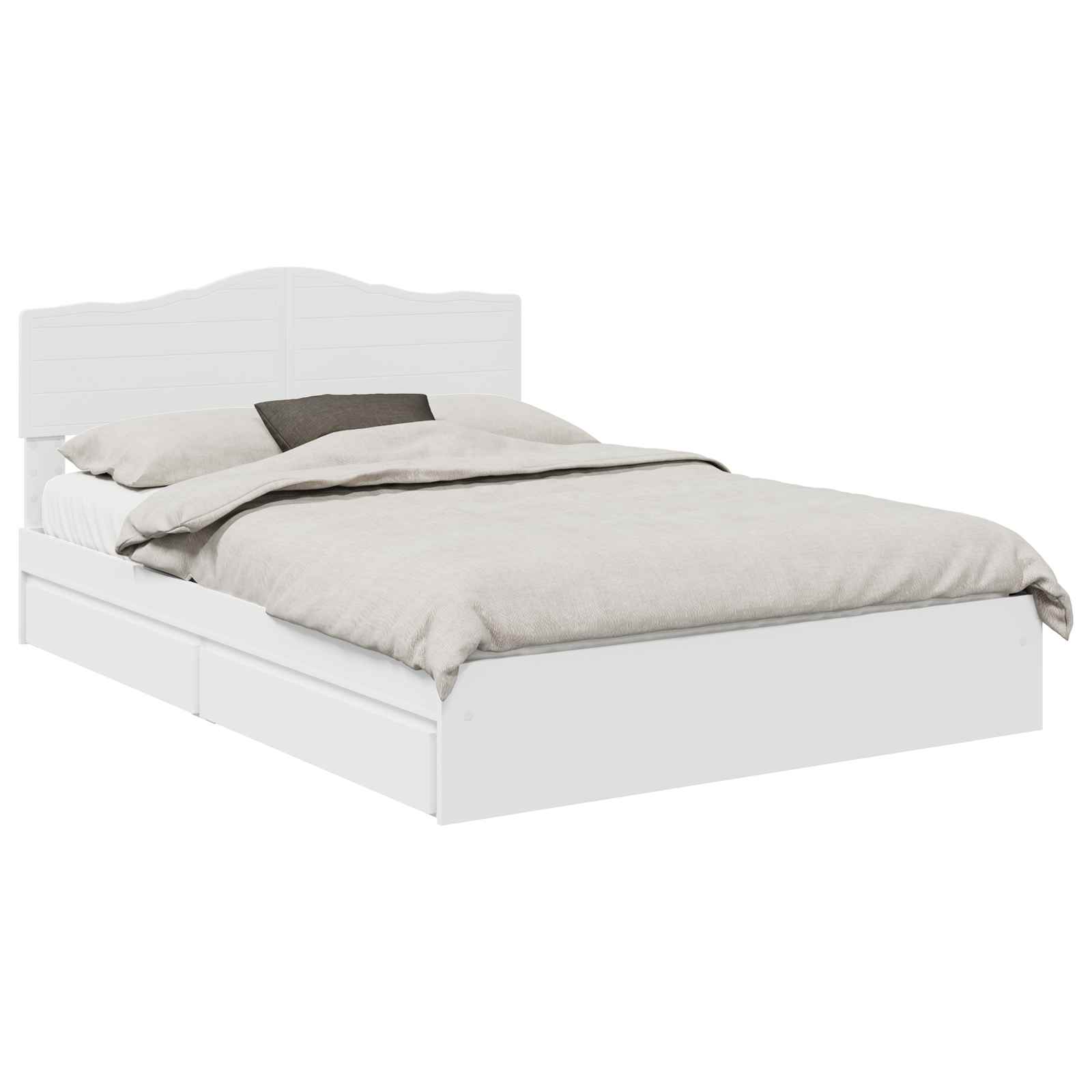 Opslag bed met hoofdeinde Wit 150 x 200 cm Bewerkt hout – afbeelding 2