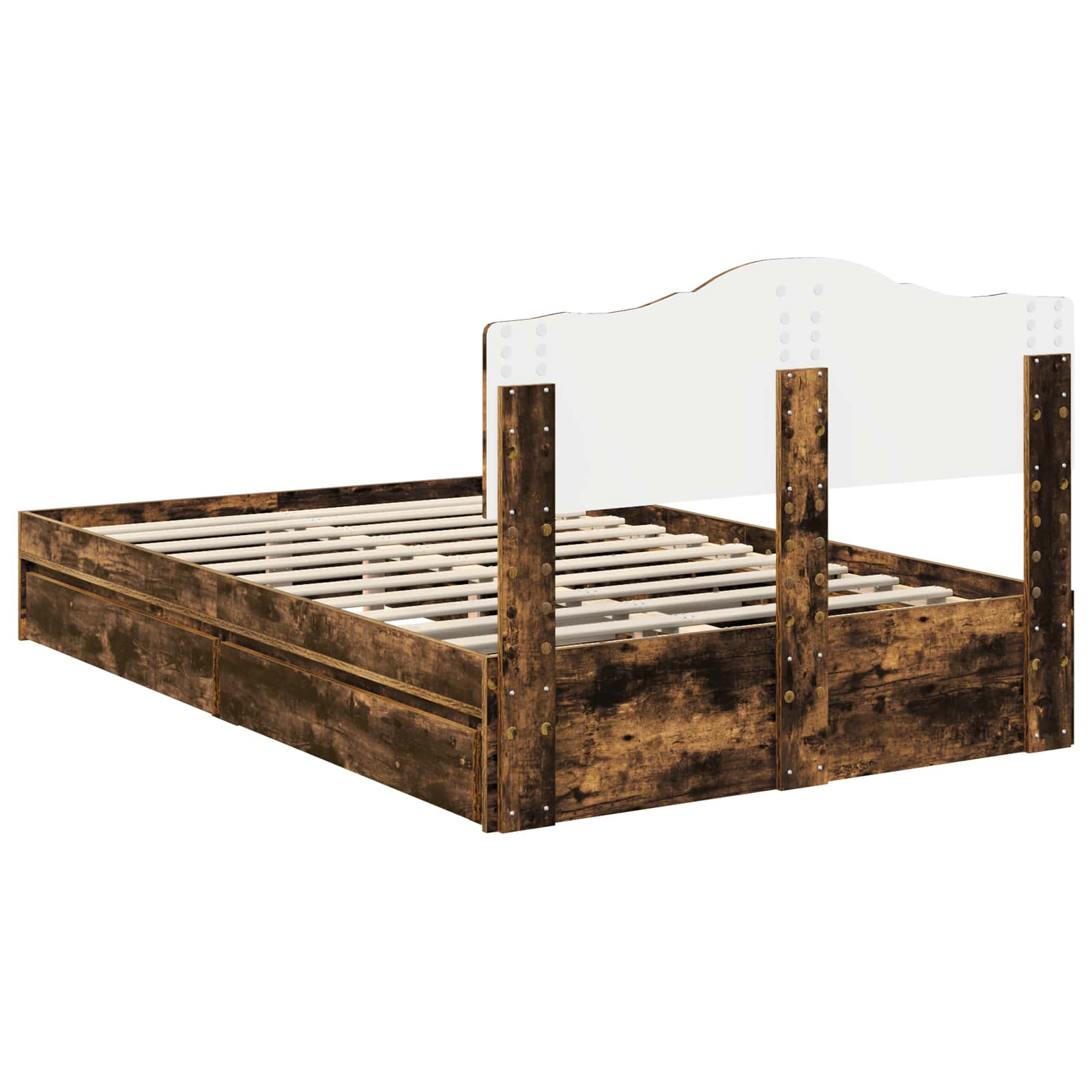 Opslag bed met lade Gerookt eiken 120 x 200 cm Bewerkt hout – afbeelding 10