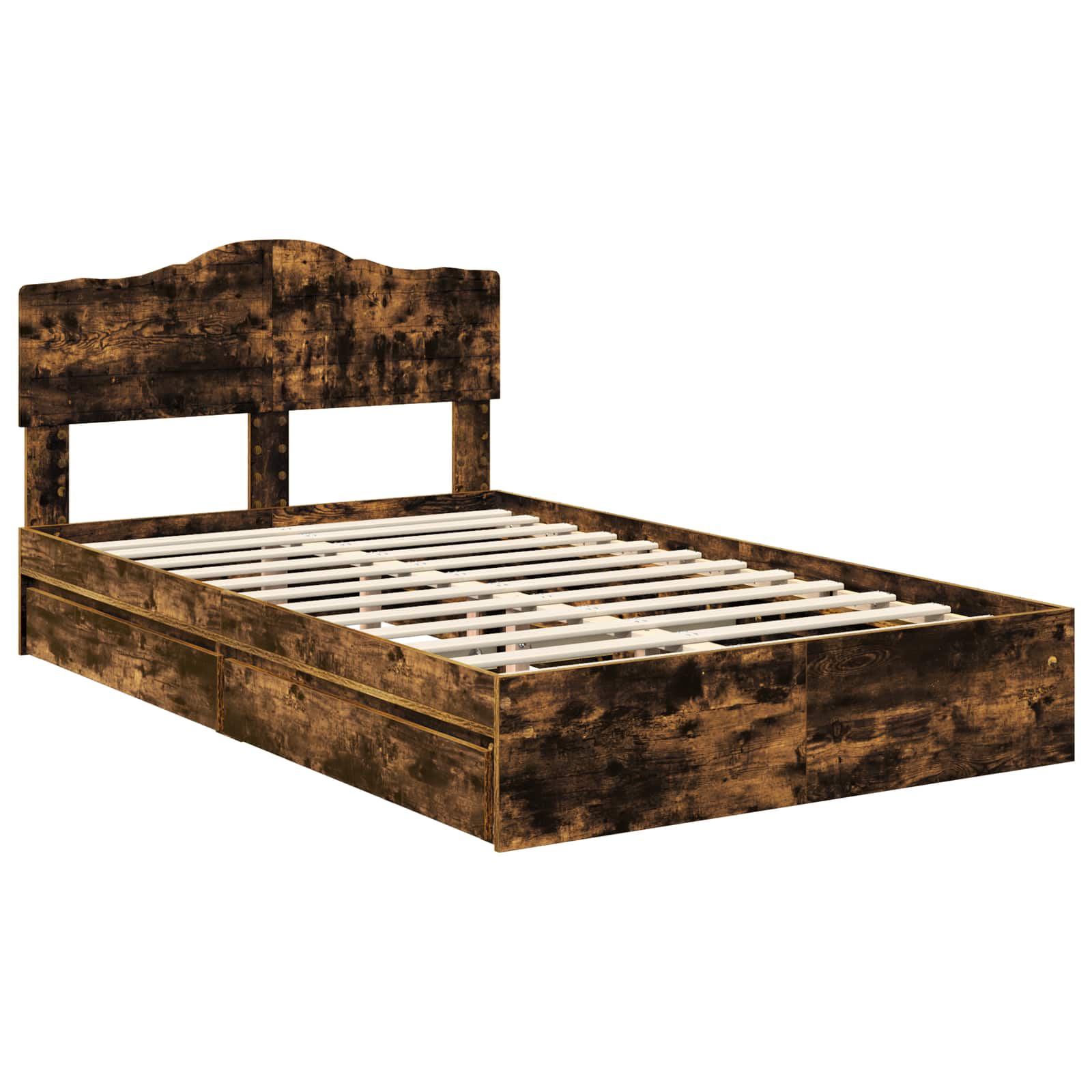 Opslag bed met lade Gerookt eiken 120 x 200 cm Bewerkt hout – afbeelding 4