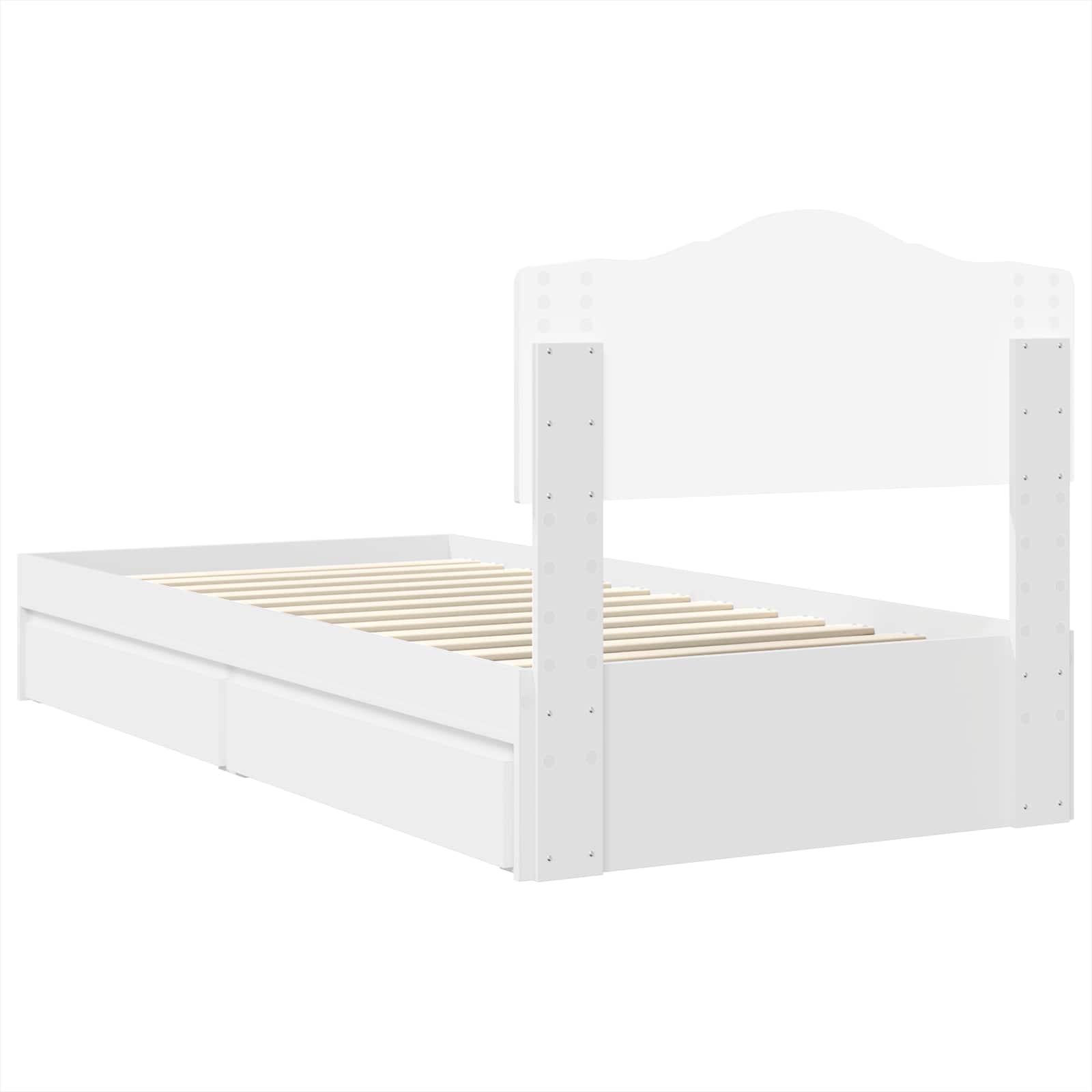 Opslag bed met hoofdeinde met lade Wit 90 x 190 cm Bewerkt hout – afbeelding 10