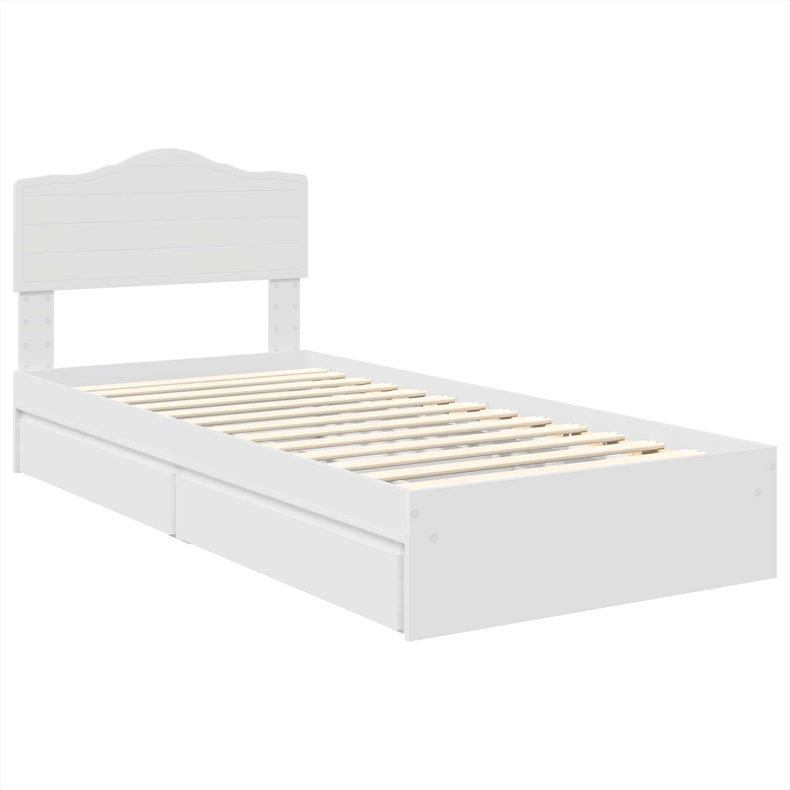 Opslag bed met hoofdeinde met lade Wit 90 x 190 cm Bewerkt hout – afbeelding 4