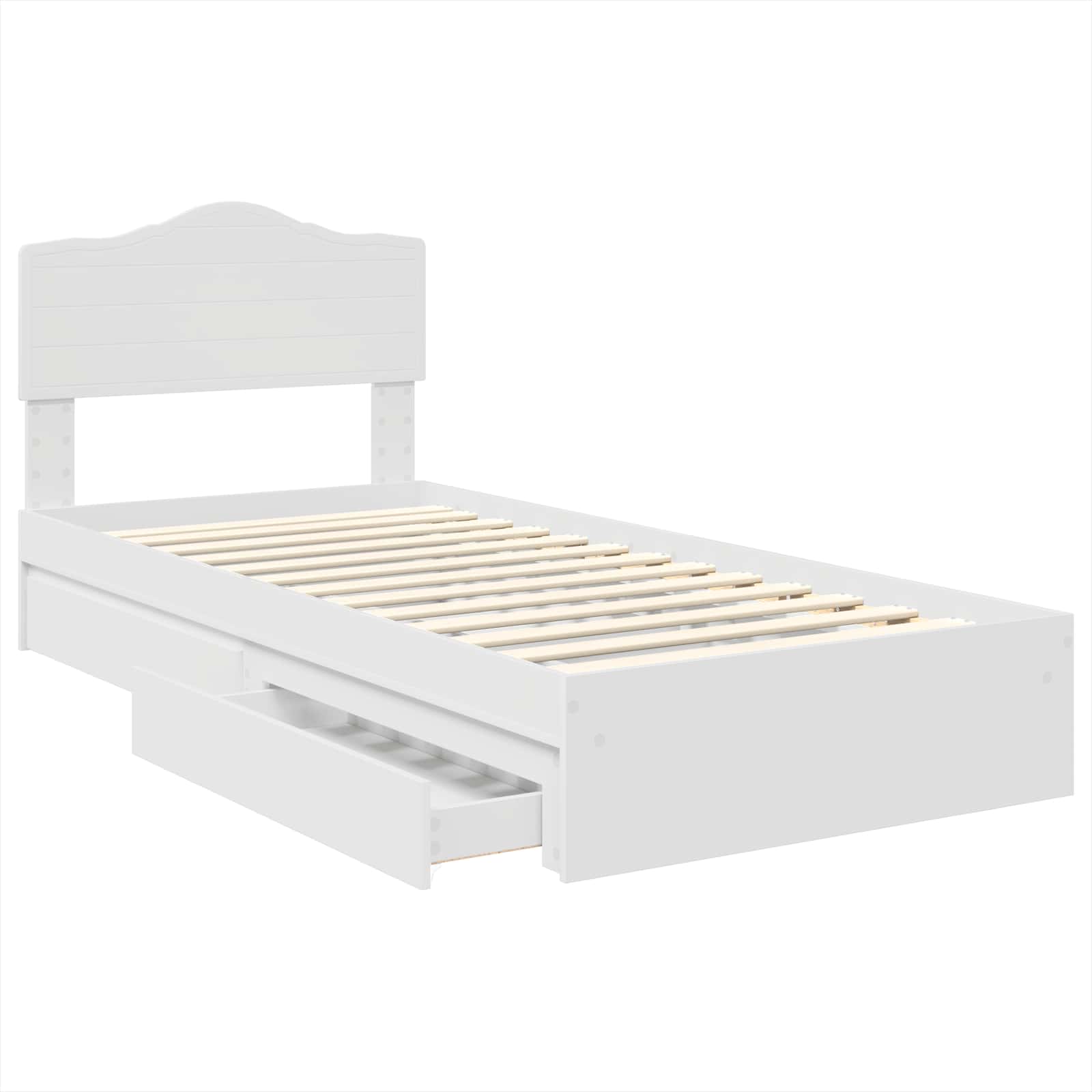 Opslag bed met hoofdeinde met lade Wit 90 x 190 cm Bewerkt hout – afbeelding 5