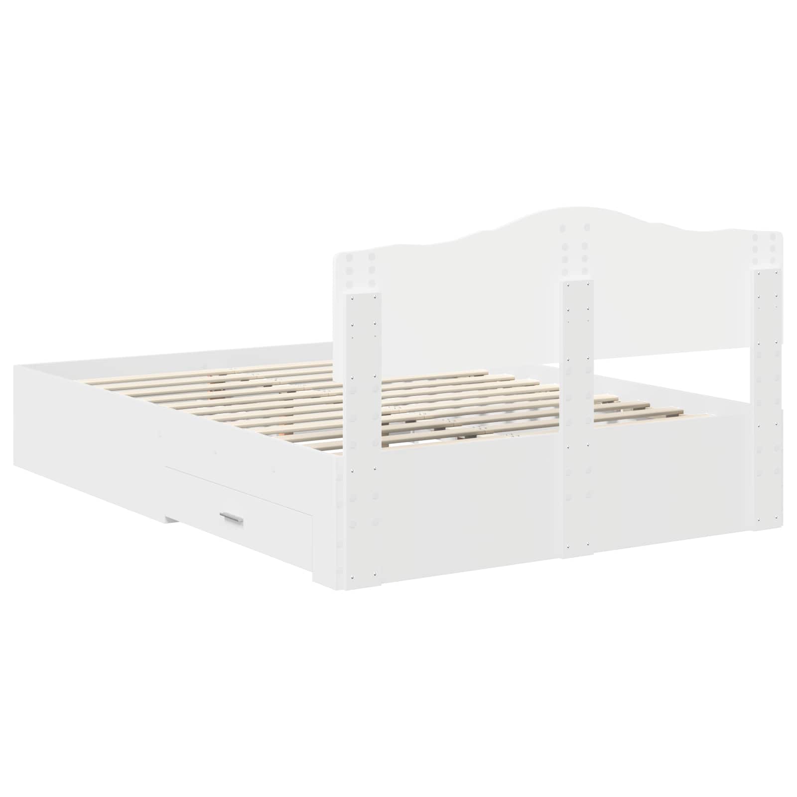 Bedframe met hoofdeinde met lade Wit 150 x 200 cm Bewerkt hout – afbeelding 10