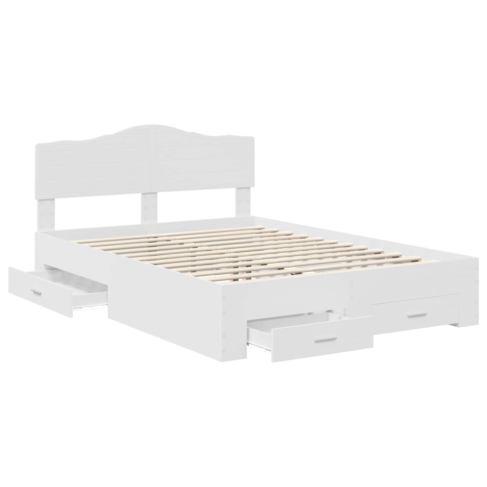 Bedframe met hoofdeinde met lade Wit 150 x 200 cm Bewerkt hout – afbeelding 5