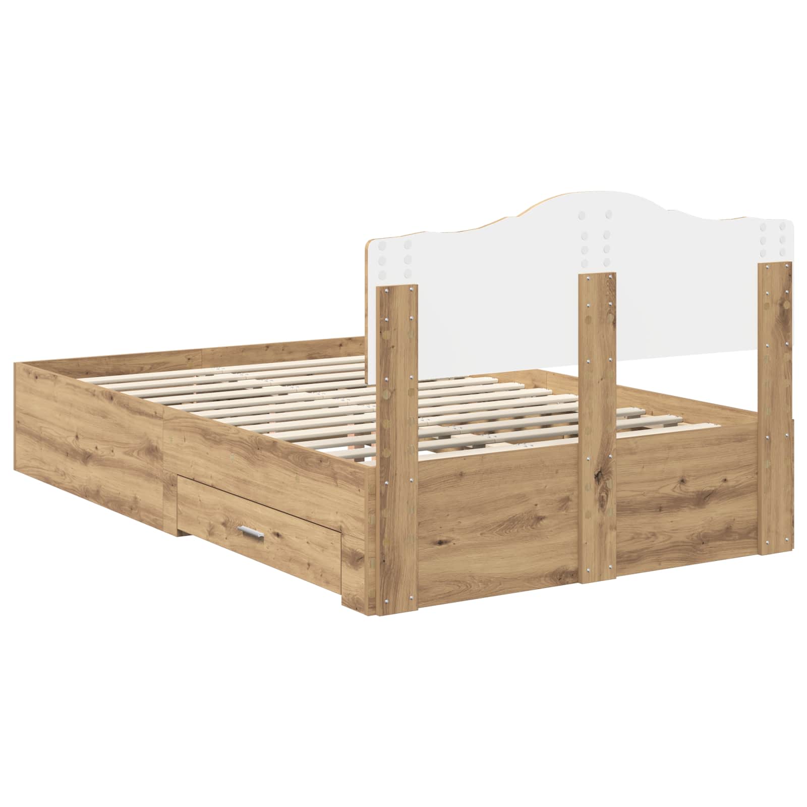 Bedframe met hoofdeinde Artisan Eiken 120 x 200 cm Bewerkt hout – afbeelding 10