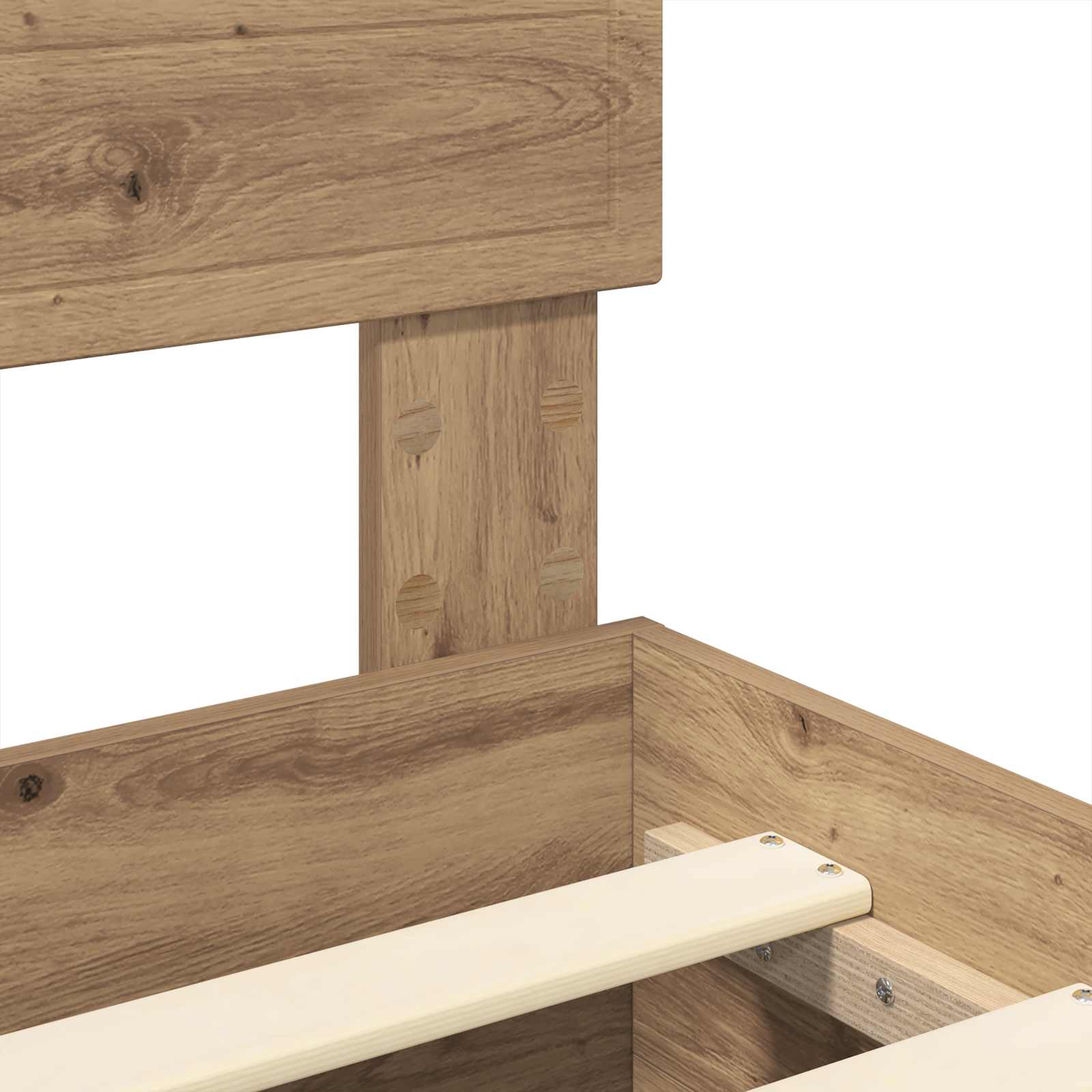 Bedframe met hoofdeinde Artisan Eiken 120 x 200 cm Bewerkt hout – afbeelding 11