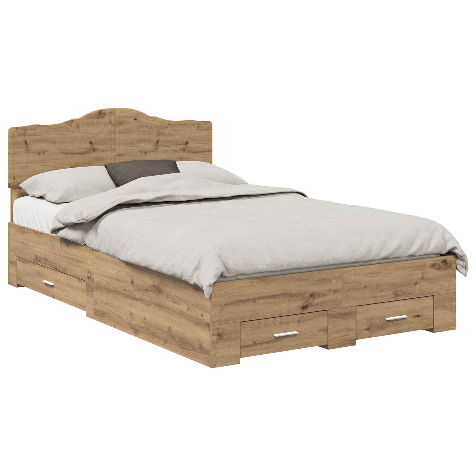 Bedframe met hoofdeinde Artisan Eiken 120 x 200 cm Bewerkt hout – afbeelding 2