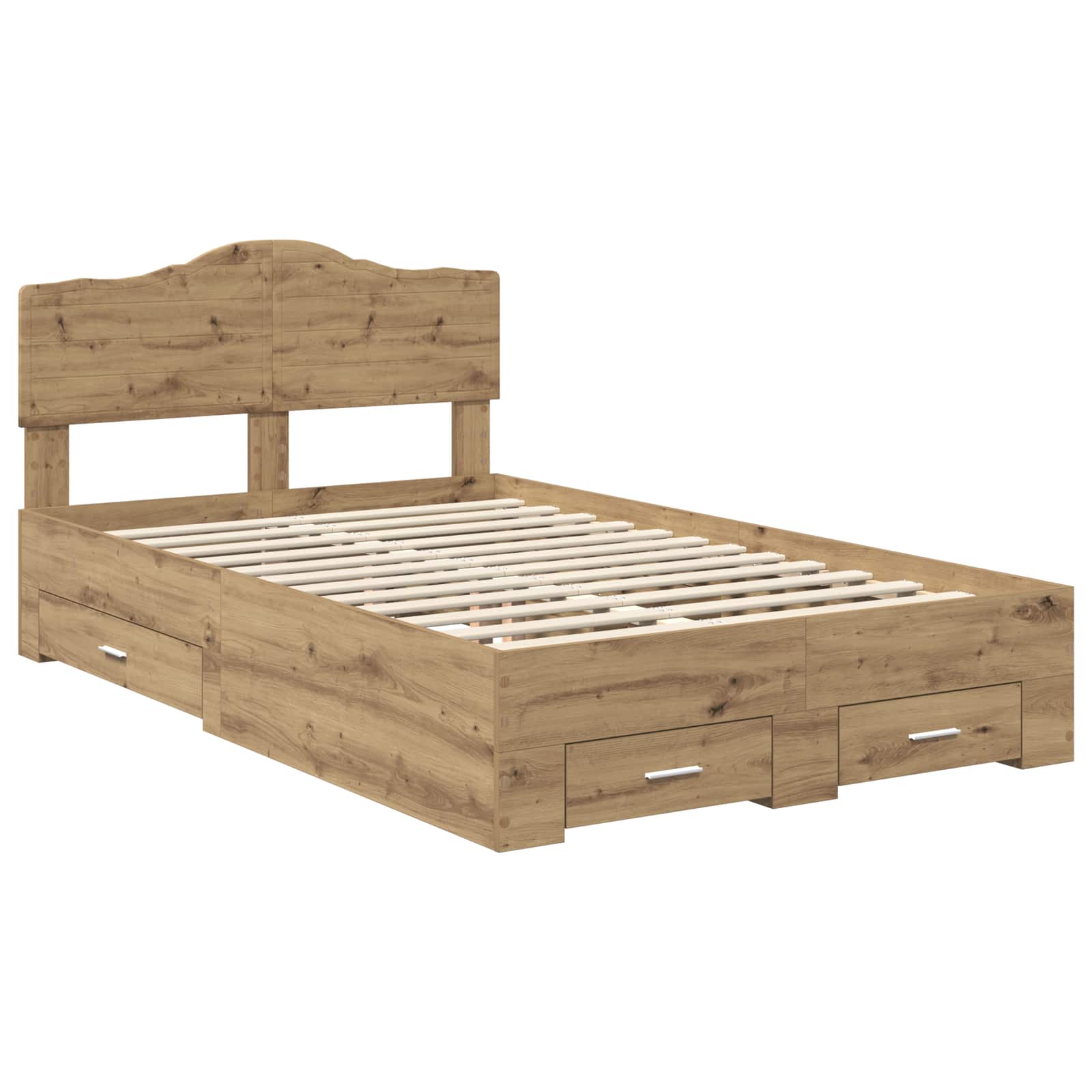 Bedframe met hoofdeinde Artisan Eiken 120 x 200 cm Bewerkt hout – afbeelding 4