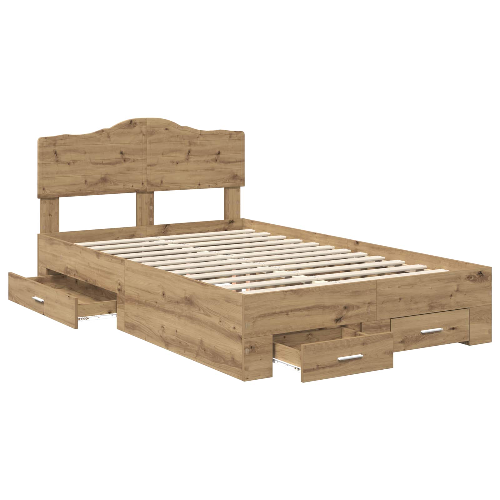 Bedframe met hoofdeinde Artisan Eiken 120 x 200 cm Bewerkt hout – afbeelding 5