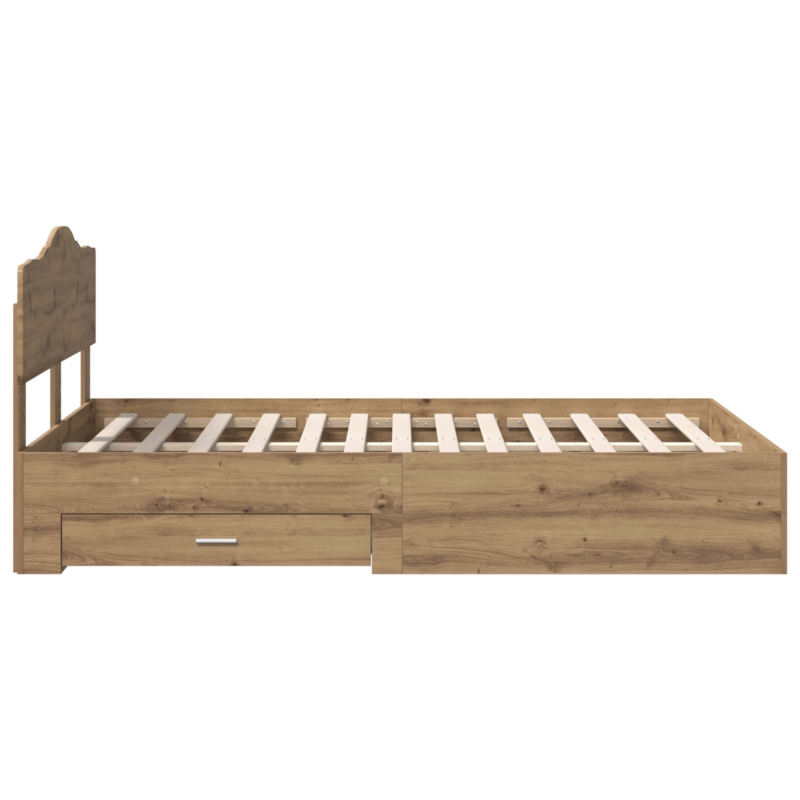 Bedframe met hoofdeinde Artisan Eiken 120 x 200 cm Bewerkt hout – afbeelding 9