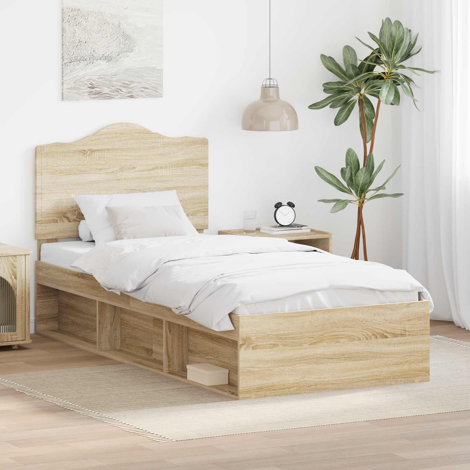 Bedframe Sonoma Eiken 75 x 190 cm Massief grenenhout – afbeelding 1