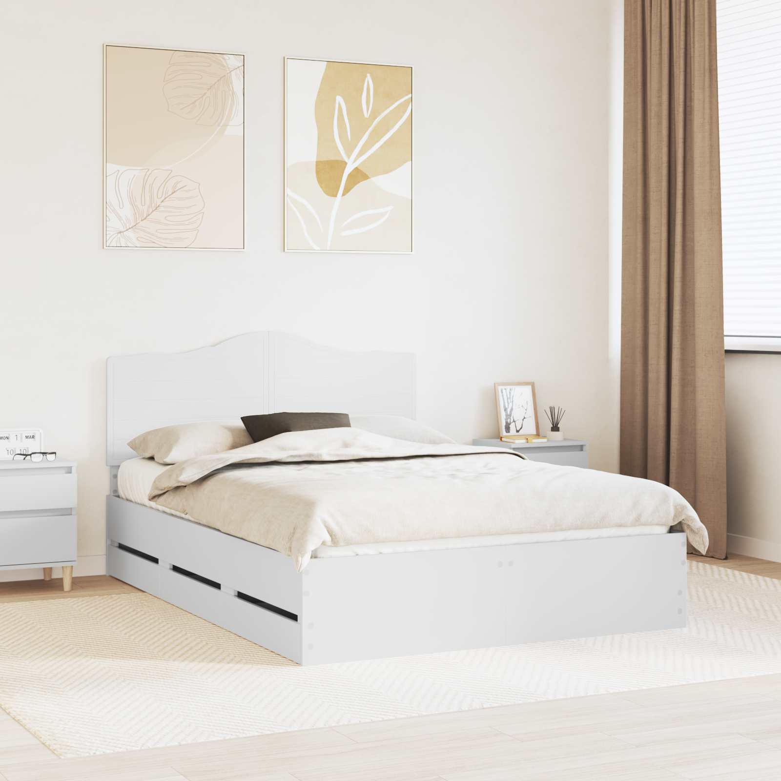 Bedframe met lade met opslag Wit 140 x 200 cm Ingenieurshout