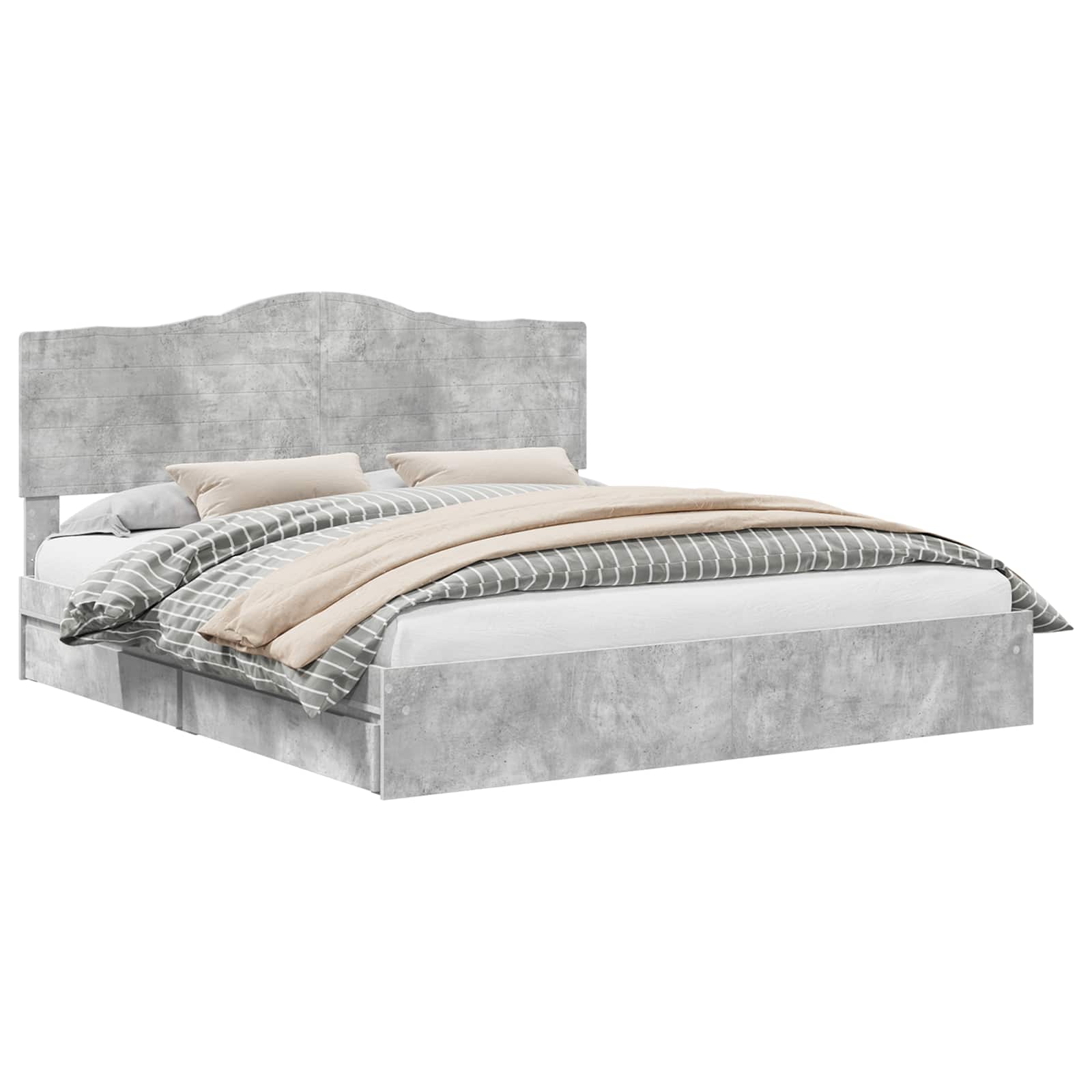 Opslag bed met hoofdeinde Beton Grijs 180 x 200 cm Bewerkt hout – afbeelding 2
