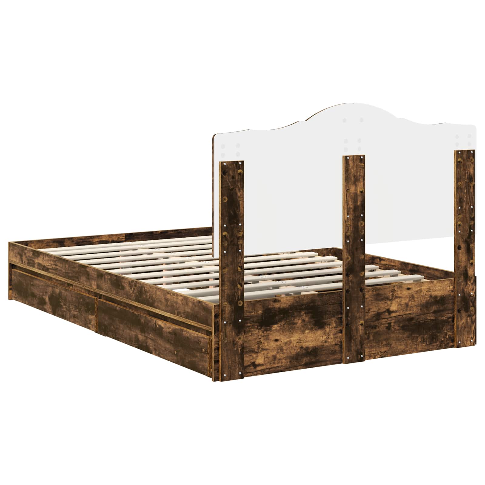 Opslag bed met lade Gerookt eiken 120 x 200 cm Bewerkt hout – afbeelding 10