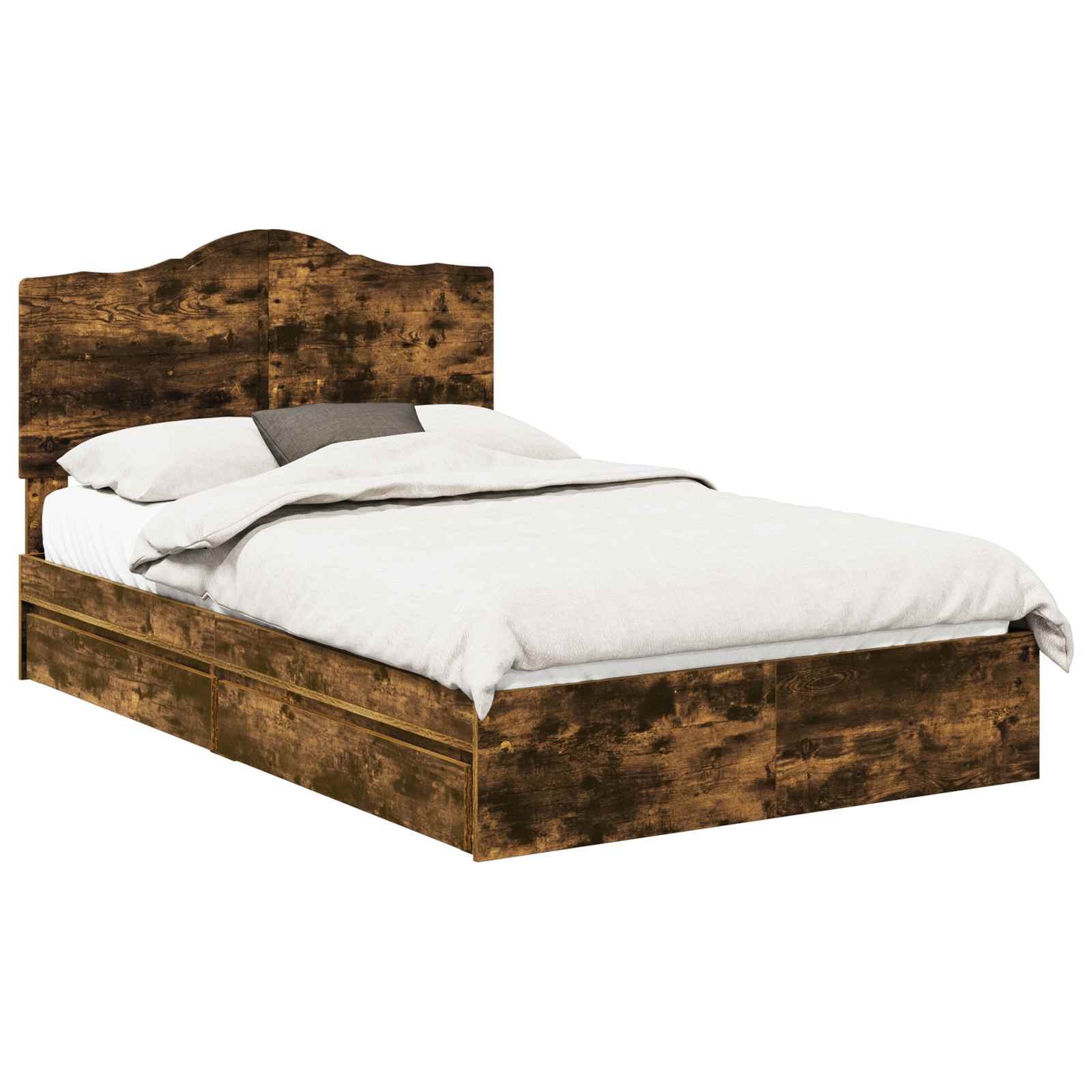 Opslag bed met lade Gerookt eiken 120 x 200 cm Bewerkt hout – afbeelding 2