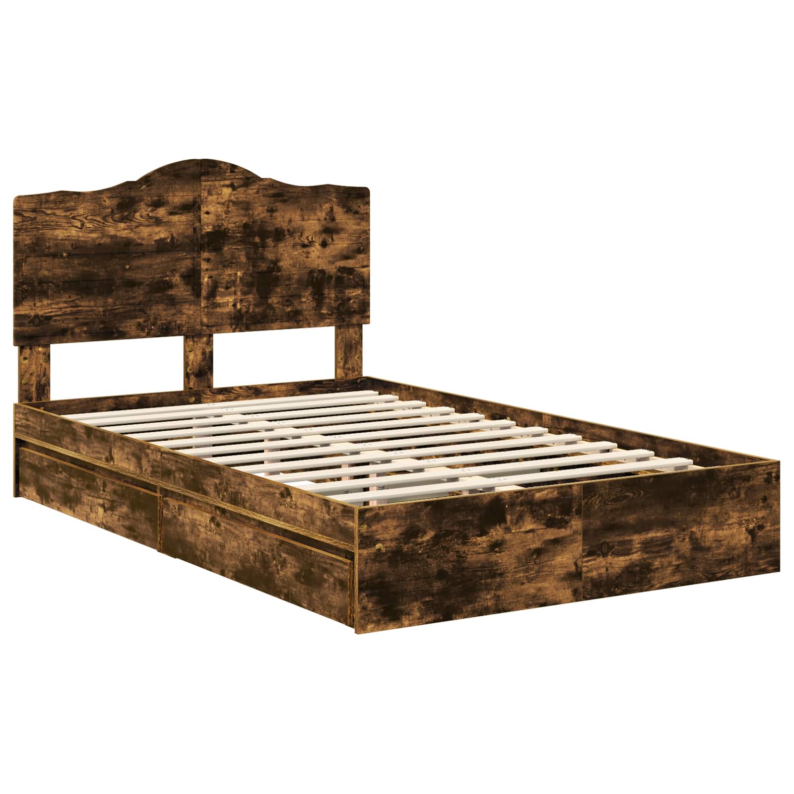 Opslag bed met lade Gerookt eiken 120 x 200 cm Bewerkt hout – afbeelding 4