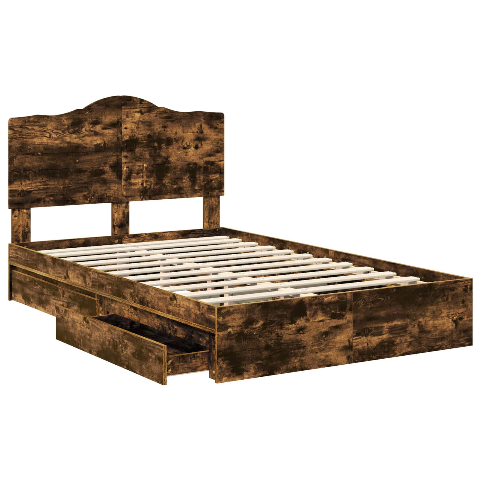 Opslag bed met lade Gerookt eiken 120 x 200 cm Bewerkt hout – afbeelding 5