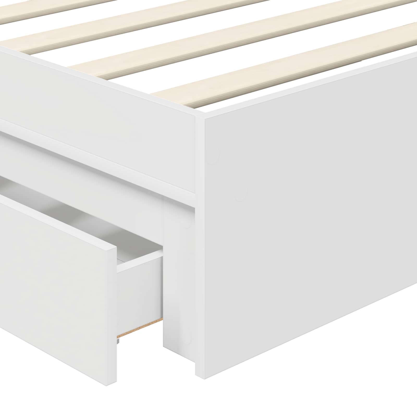 Opslag bed met hoofdeinde met lade Wit 90 x 190 cm Bewerkt hout – afbeelding 11