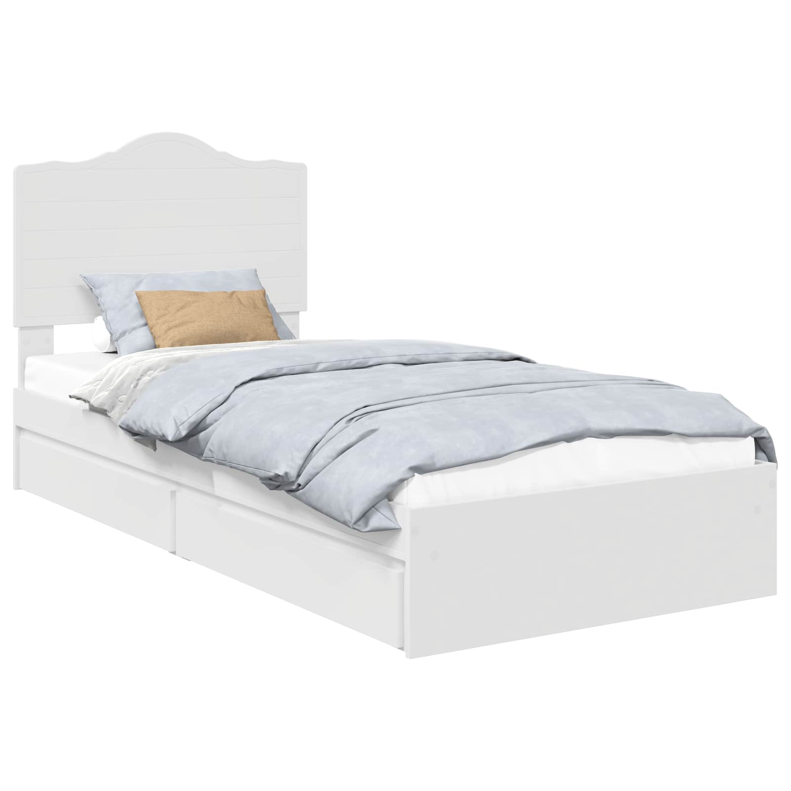 Opslag bed met hoofdeinde met lade Wit 90 x 190 cm Bewerkt hout – afbeelding 2
