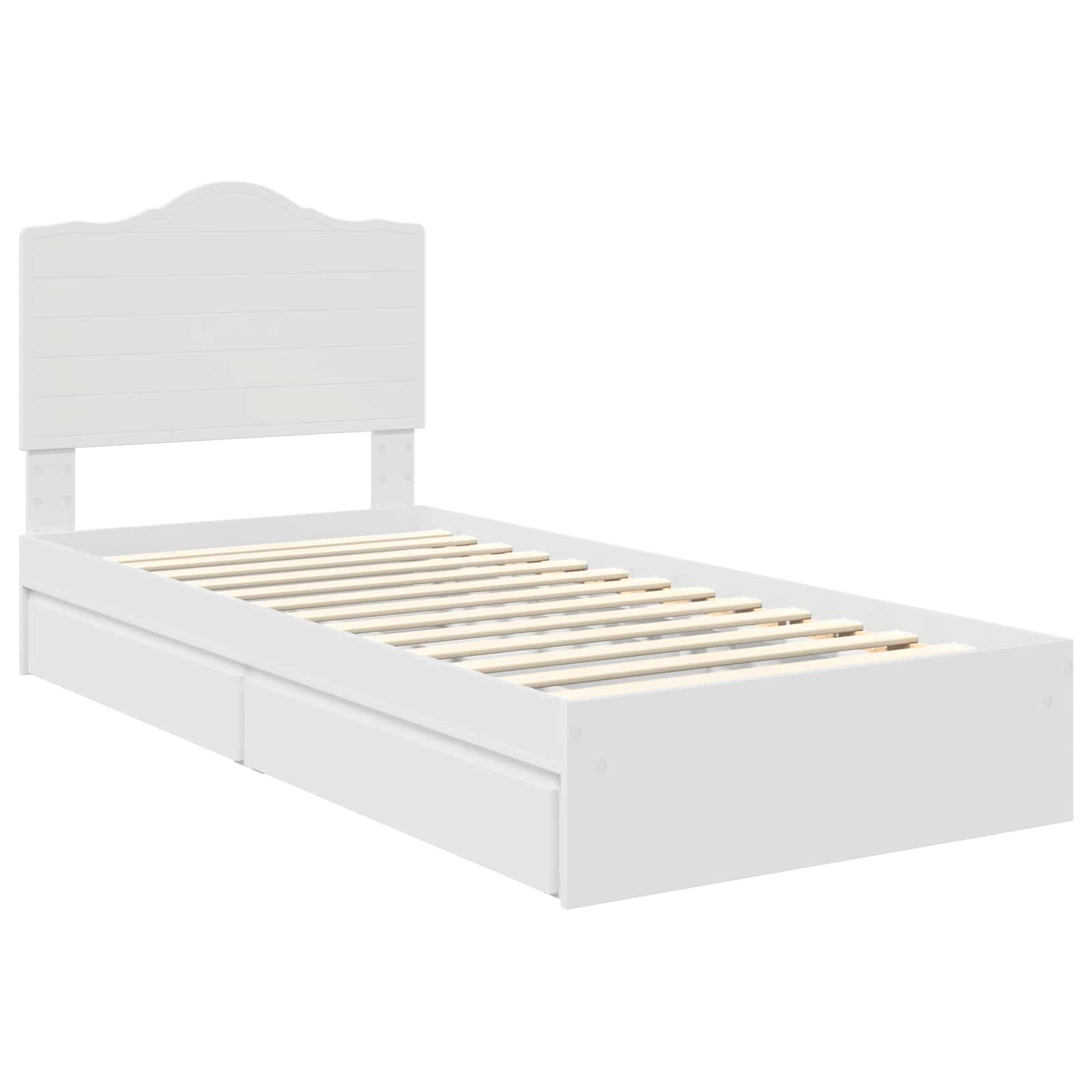Opslag bed met hoofdeinde met lade Wit 90 x 190 cm Bewerkt hout – afbeelding 4