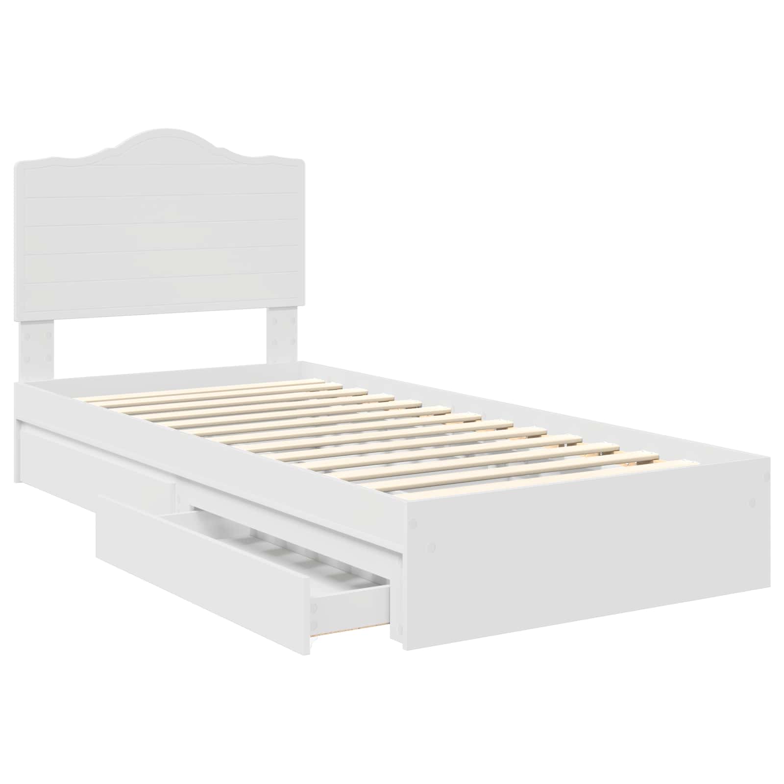 Opslag bed met hoofdeinde met lade Wit 90 x 190 cm Bewerkt hout – afbeelding 5