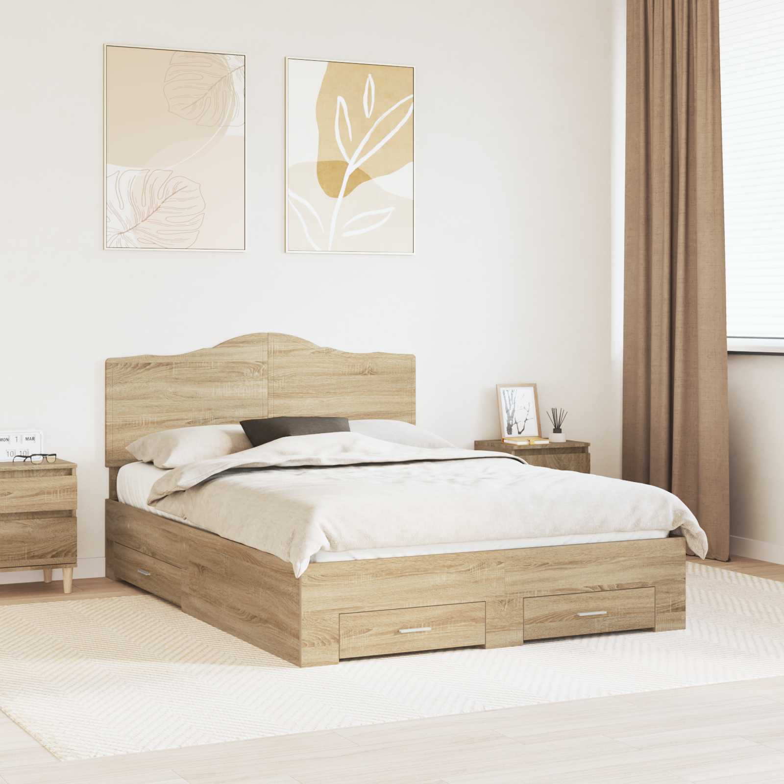 Bedframe met lade Sonoma Eiken 160 x 200 cm Bewerkt hout