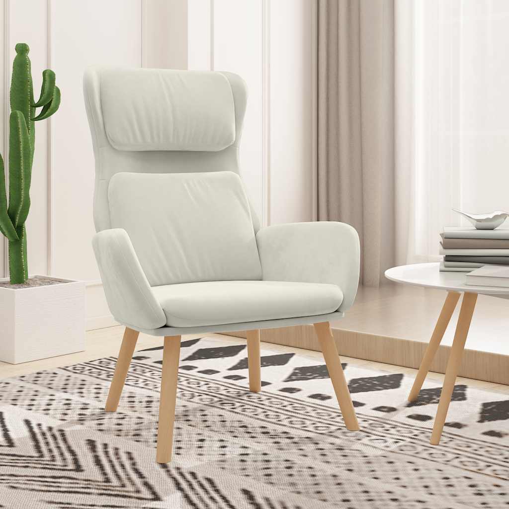 Relaxstoel fluweel crèmewit