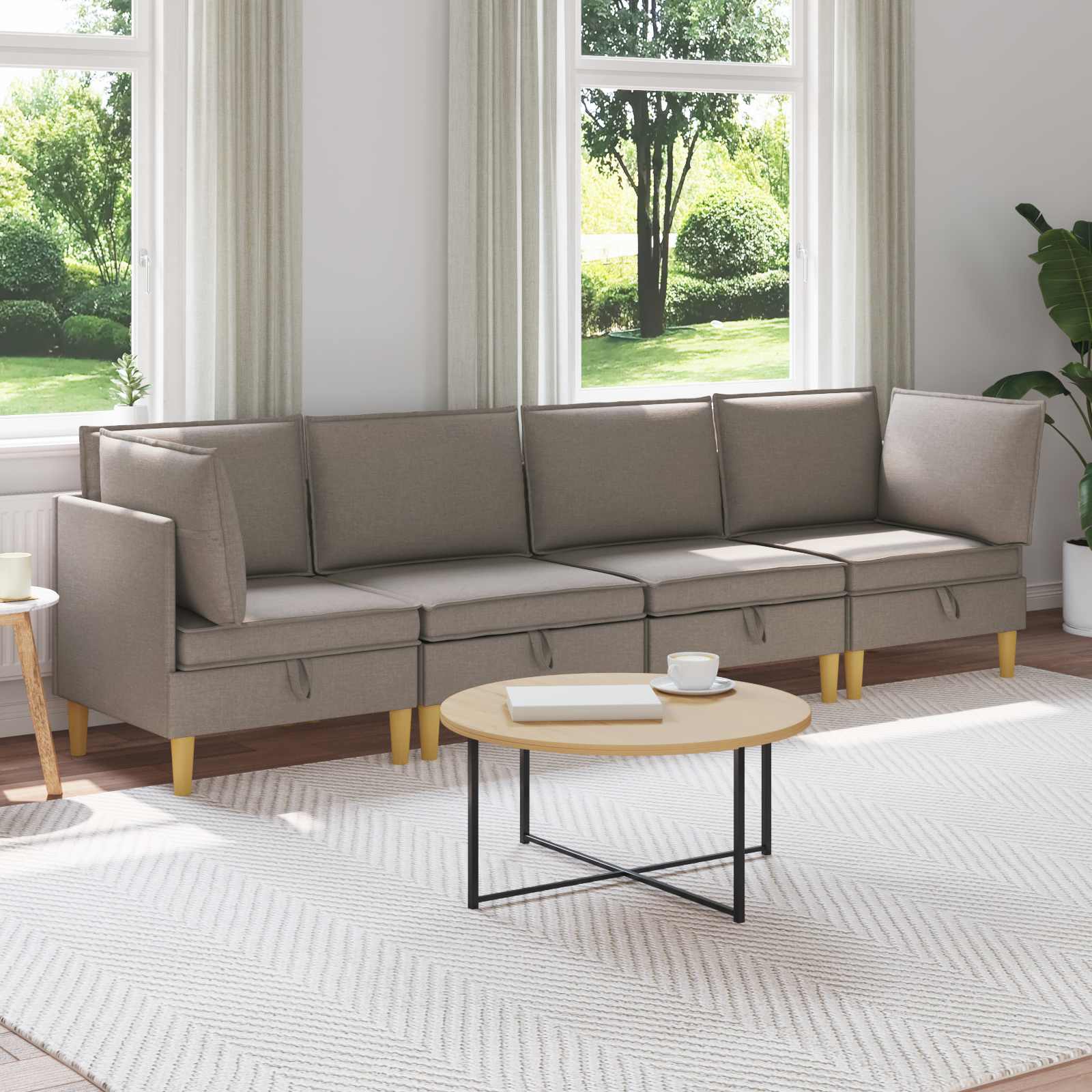 Woonkamer Meubelset met kussen met opslag 4 pcs Taupe Stof