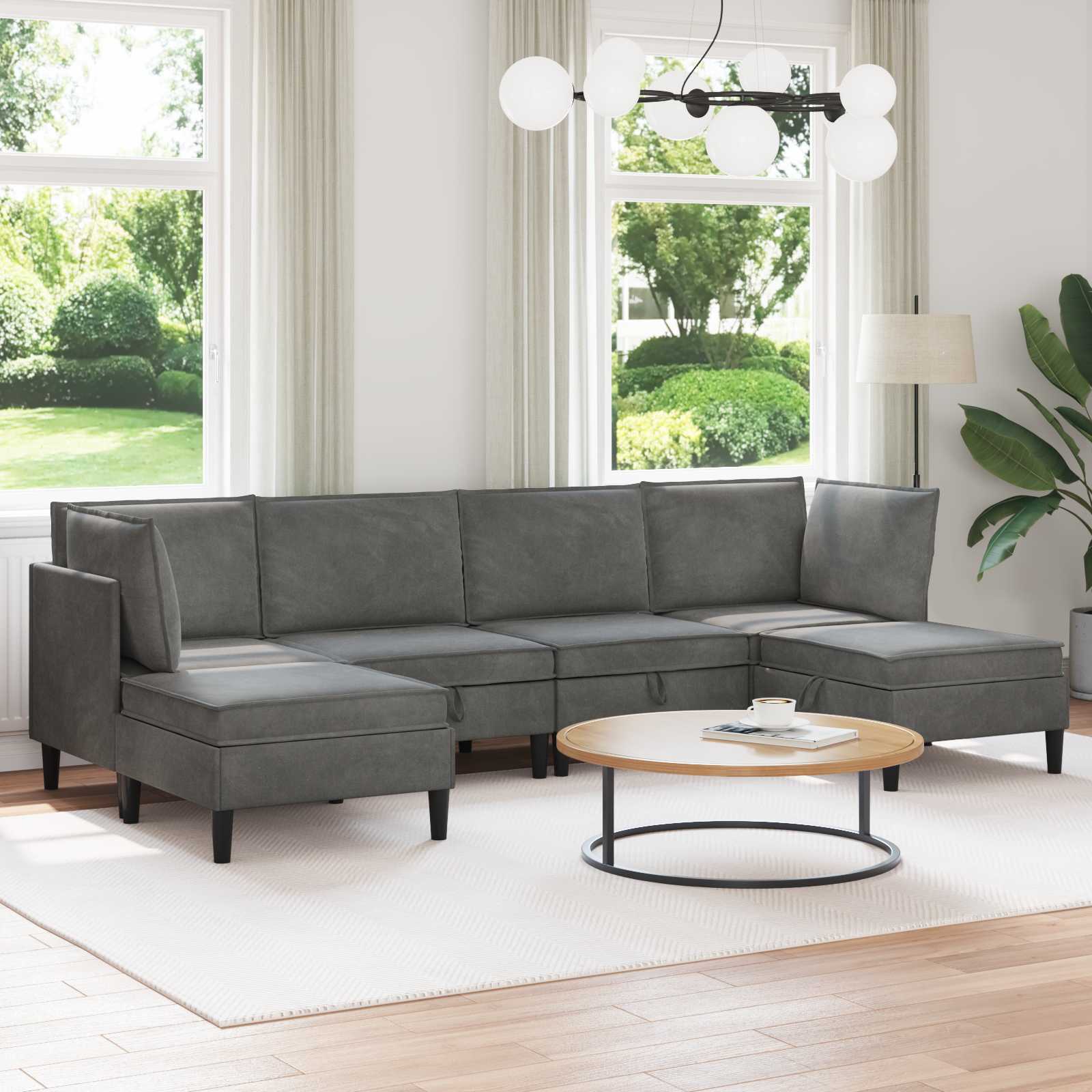 Woonkamer Meubelset met kussen 6 pcs Donkergrijs Fluweel