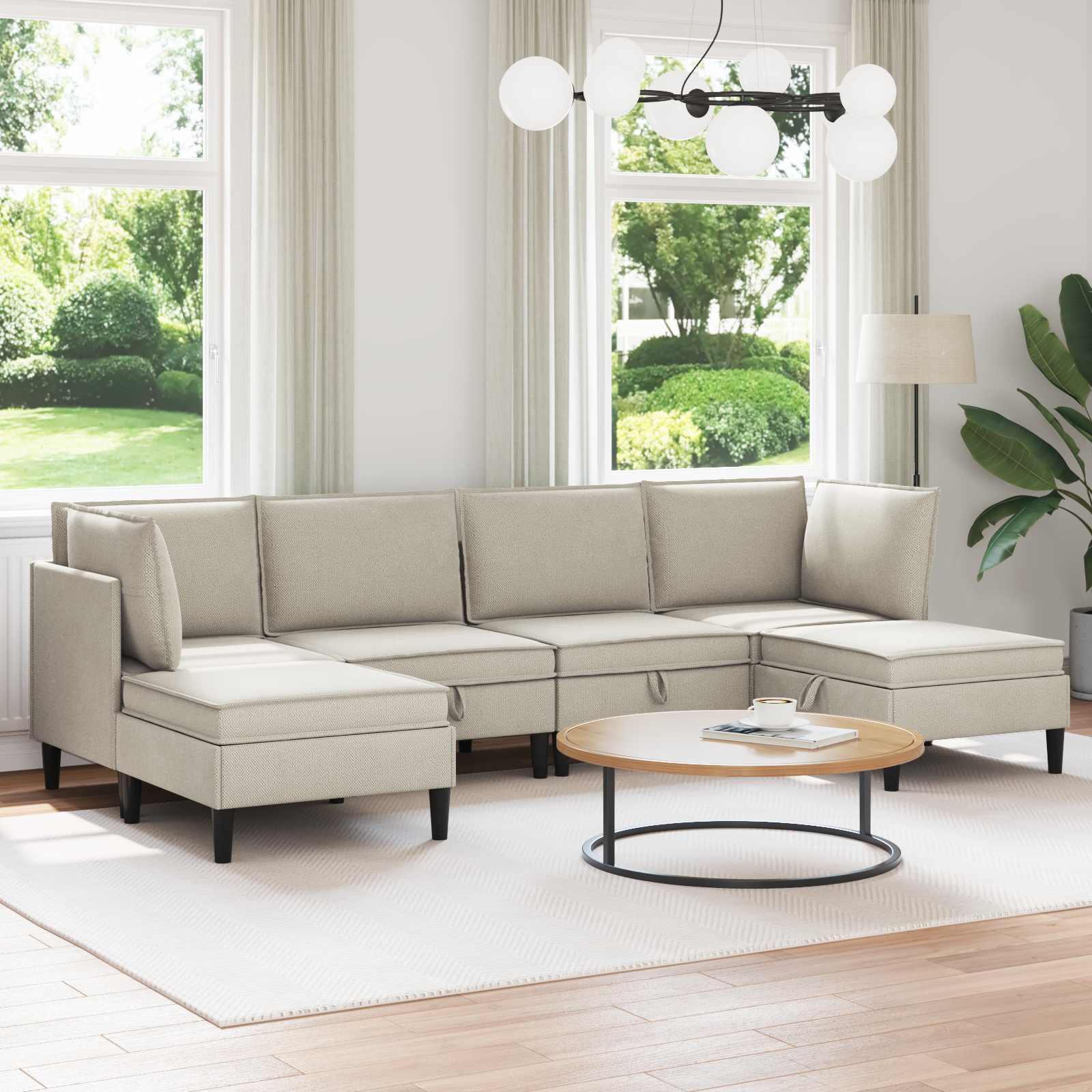 Woonkamer Meubelset 6 pcs Havermout Stof – afbeelding 1